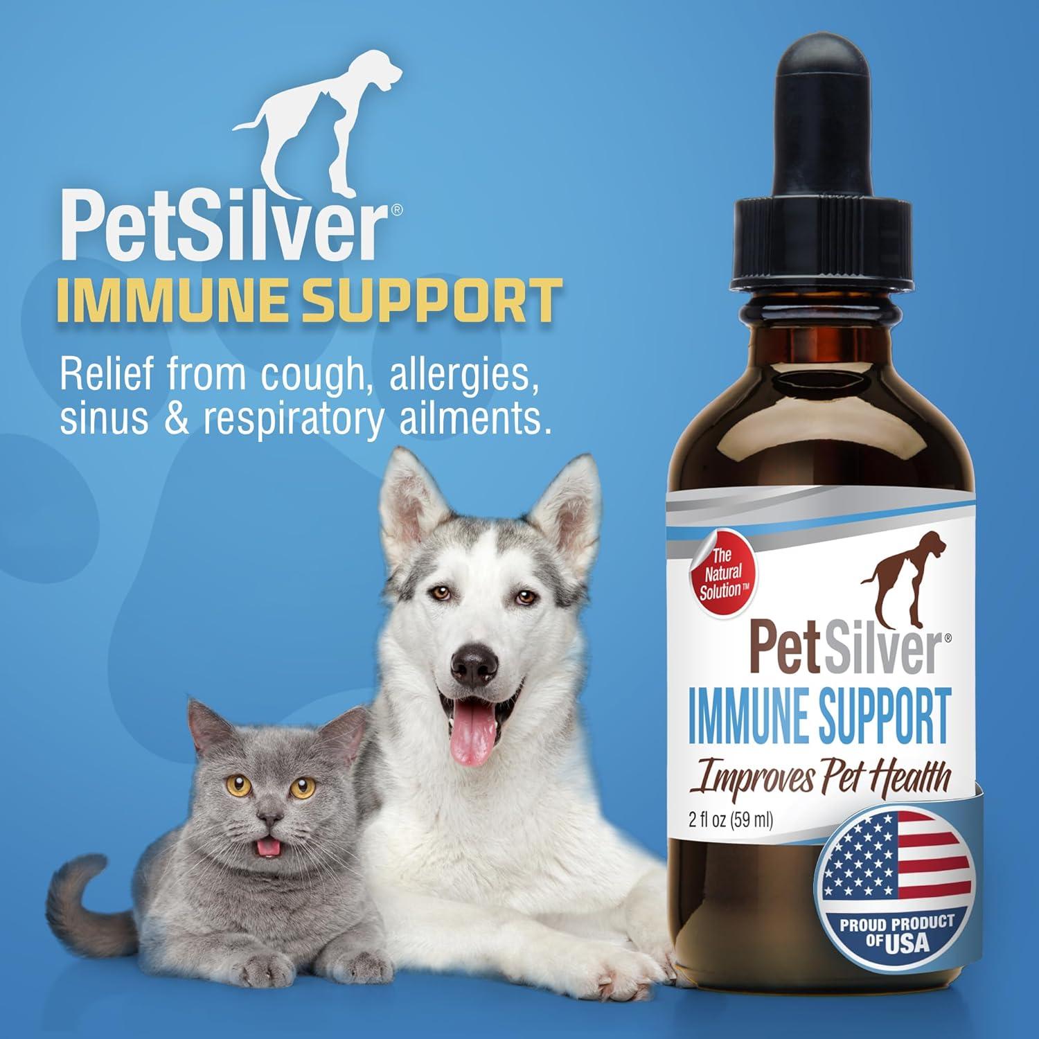 PetSilver Soporte Inmunológico 59 ml - Alivio Respiratorio para Gatos y Perros