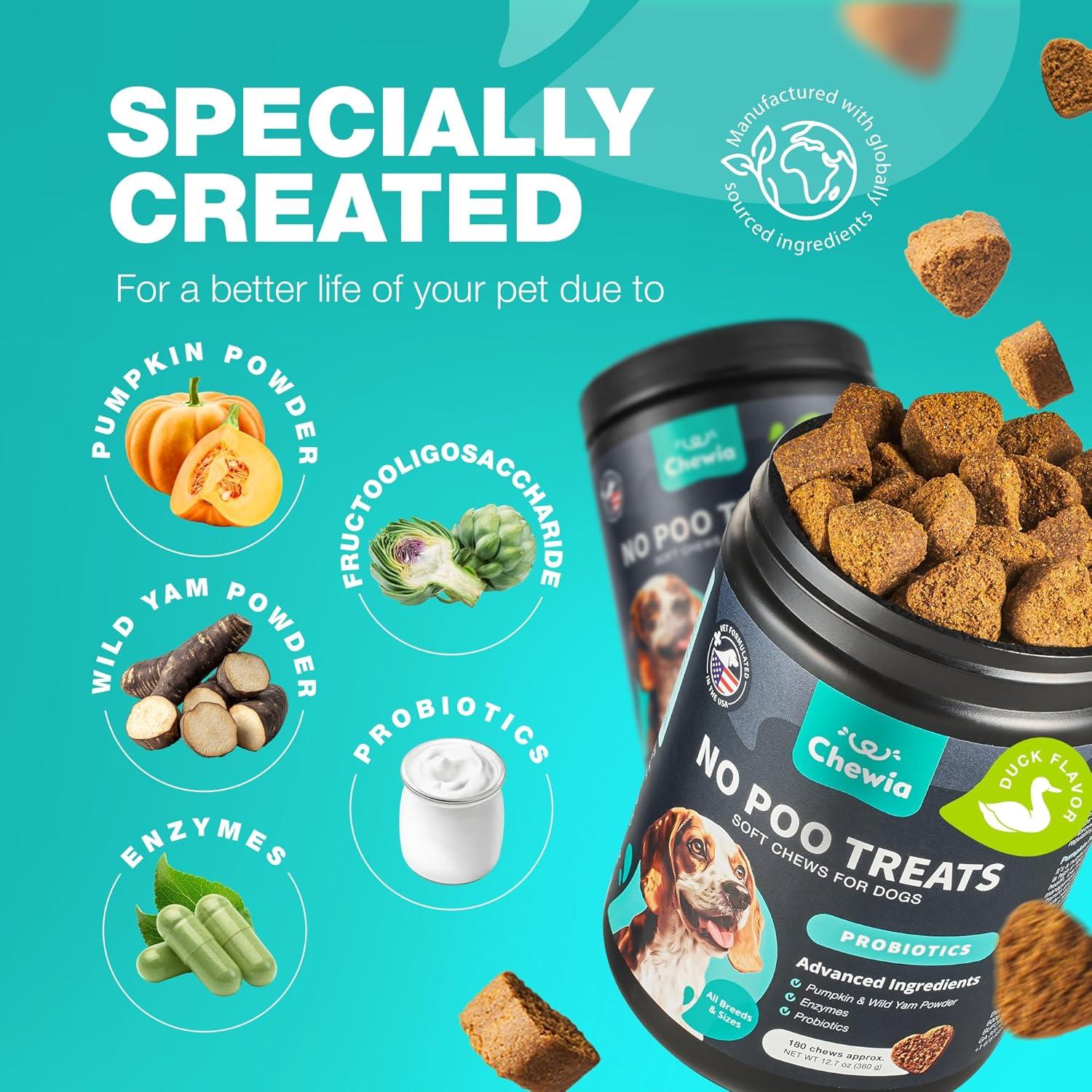No Poo Chews Chewia - Deterrente de Heces para Perros 180 Unidades