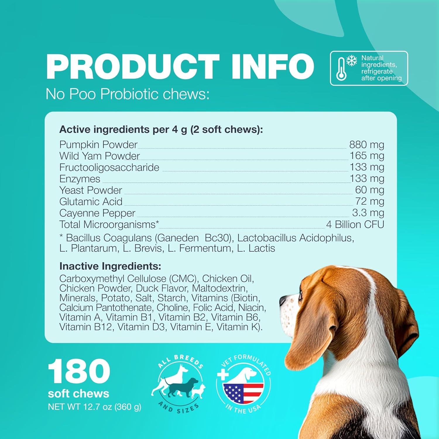 No Poo Chews Chewia - Deterrente de Heces para Perros 180 Unidades