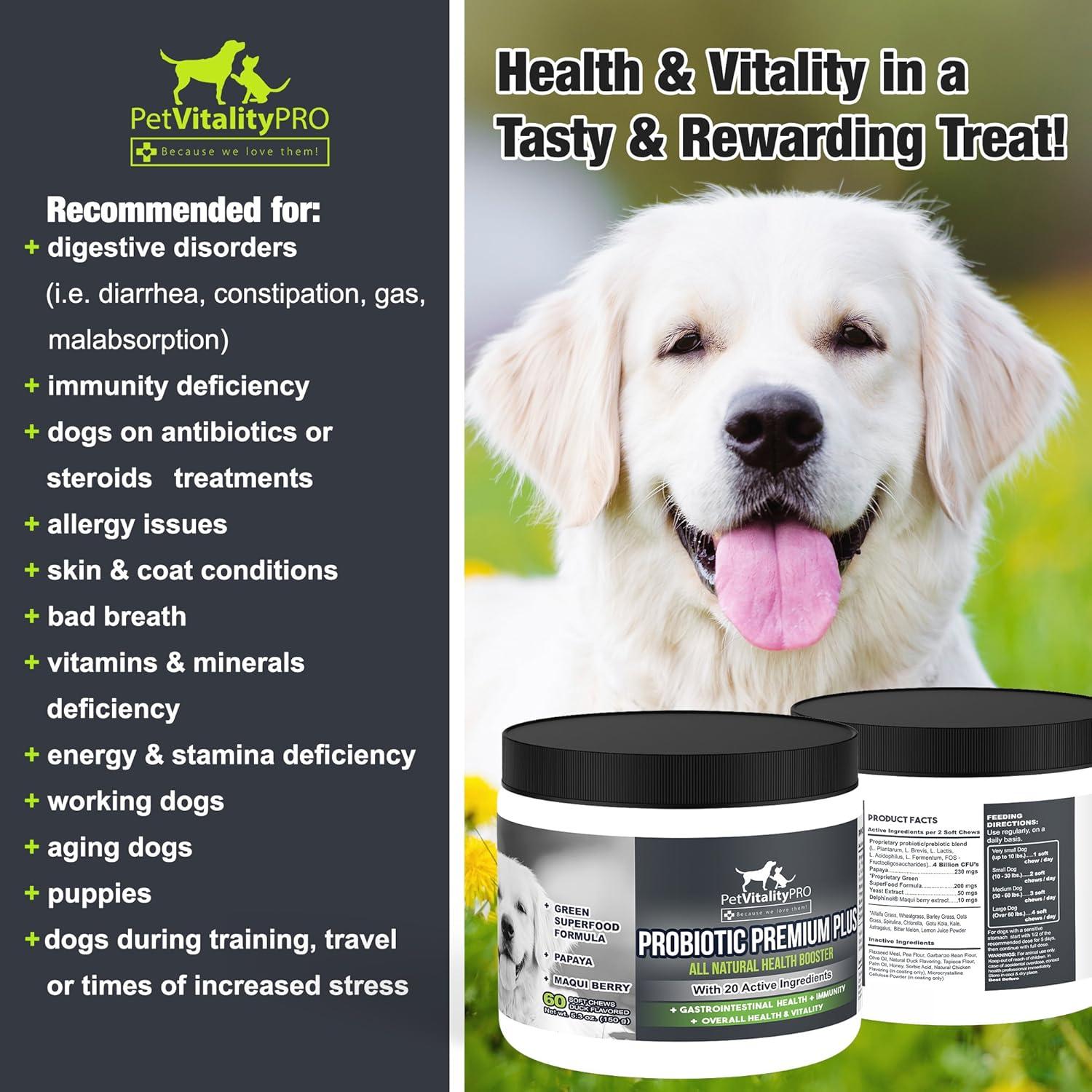 Probioticos para Perros PetVitalityPRO 60 Chews Digestivos