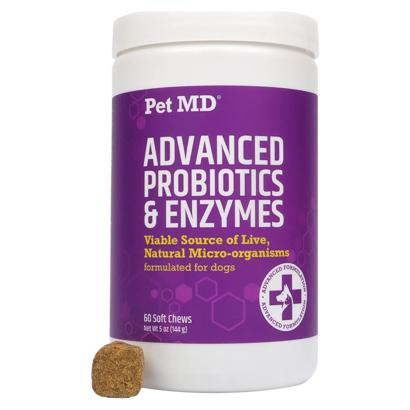 Probioticos y Enzimas Digestivas para Perros Pet MD - 60 Chews