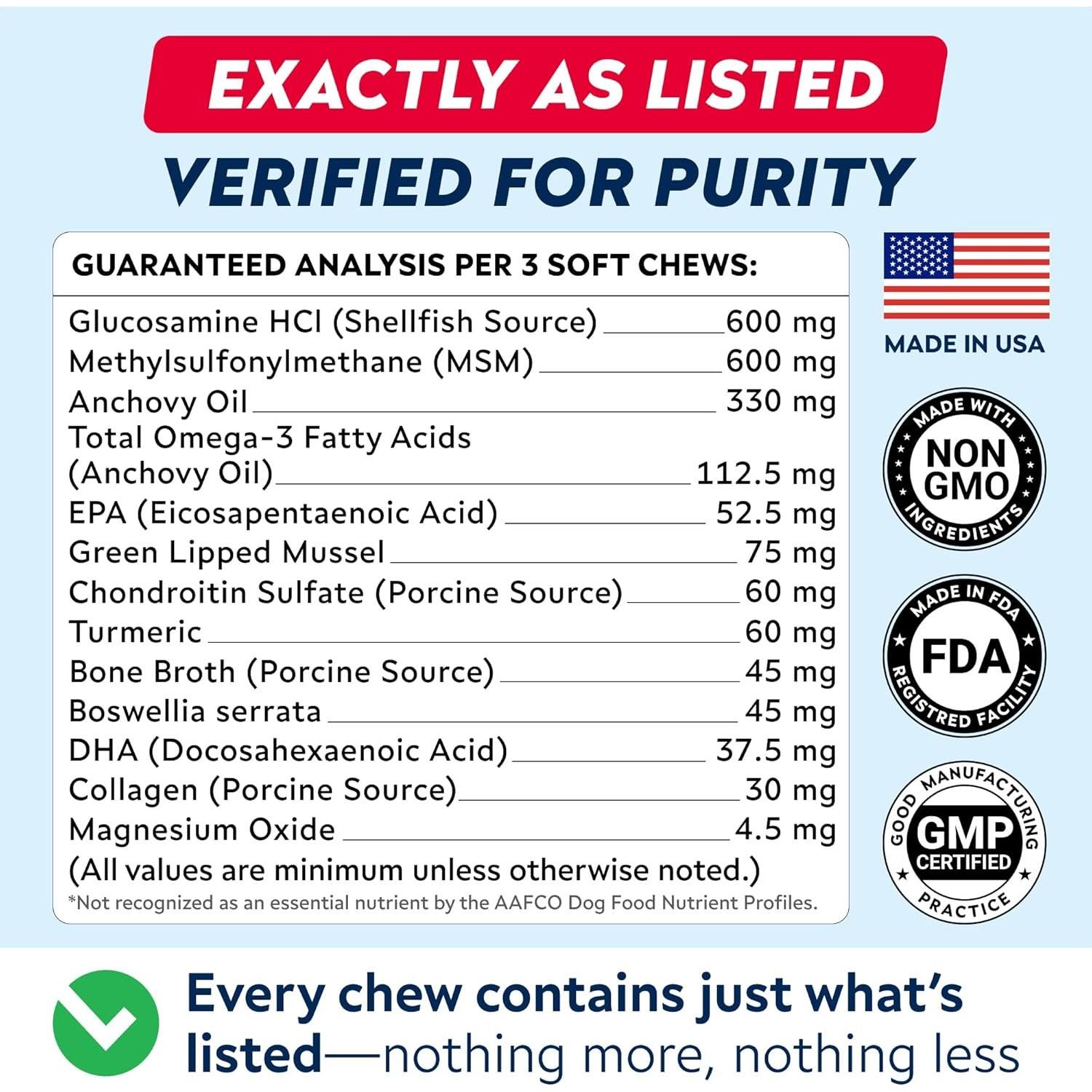 Suplemento Articular Avanzado STRELLALAB para Perros Senior - 120 Masticables Sabor Tocino