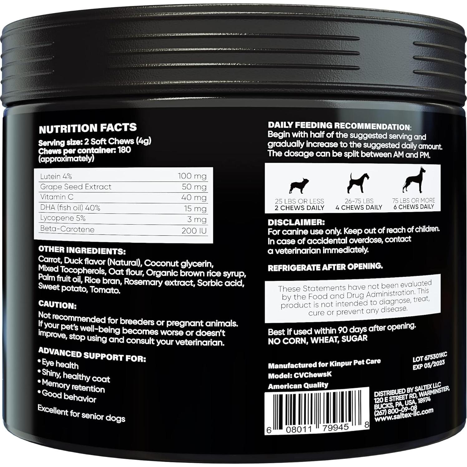 Vitaminas para Ojos de Perros Kinpur - 180 Masticables Suaves