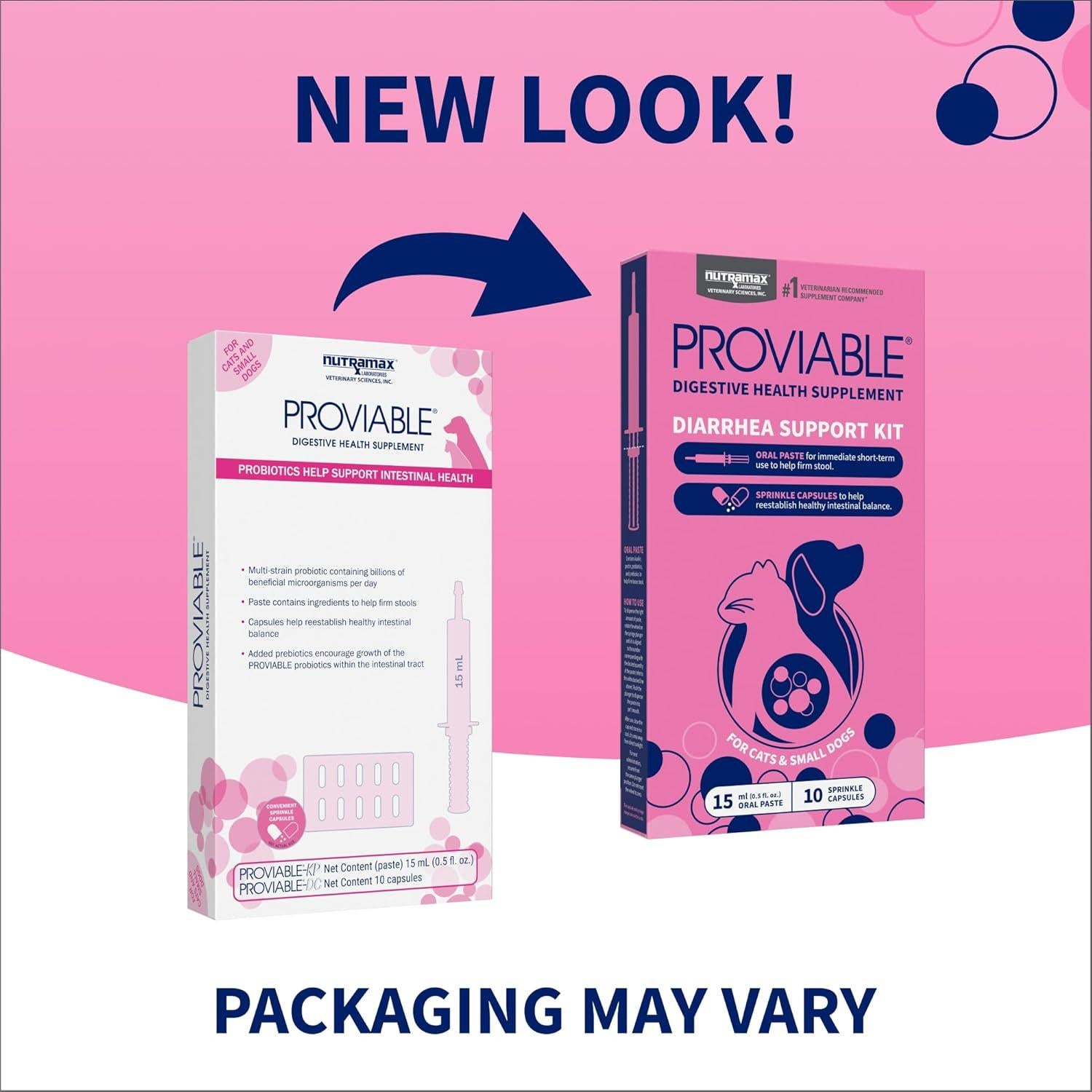 Nutramax Proviable Probióticos para Perros y Gatos - Kit Digestivo