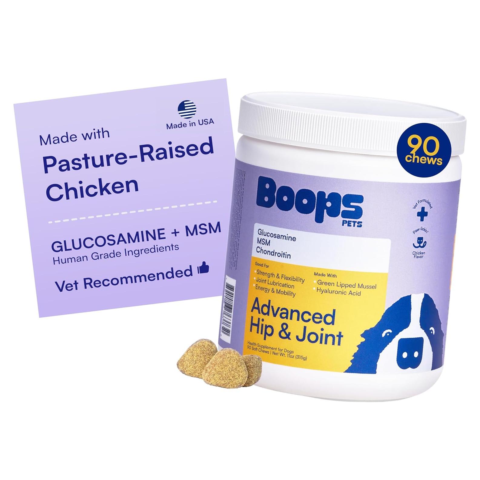 Suplemento Articular para Perros Boops - 90 Masticables con Glucosamina y MSM