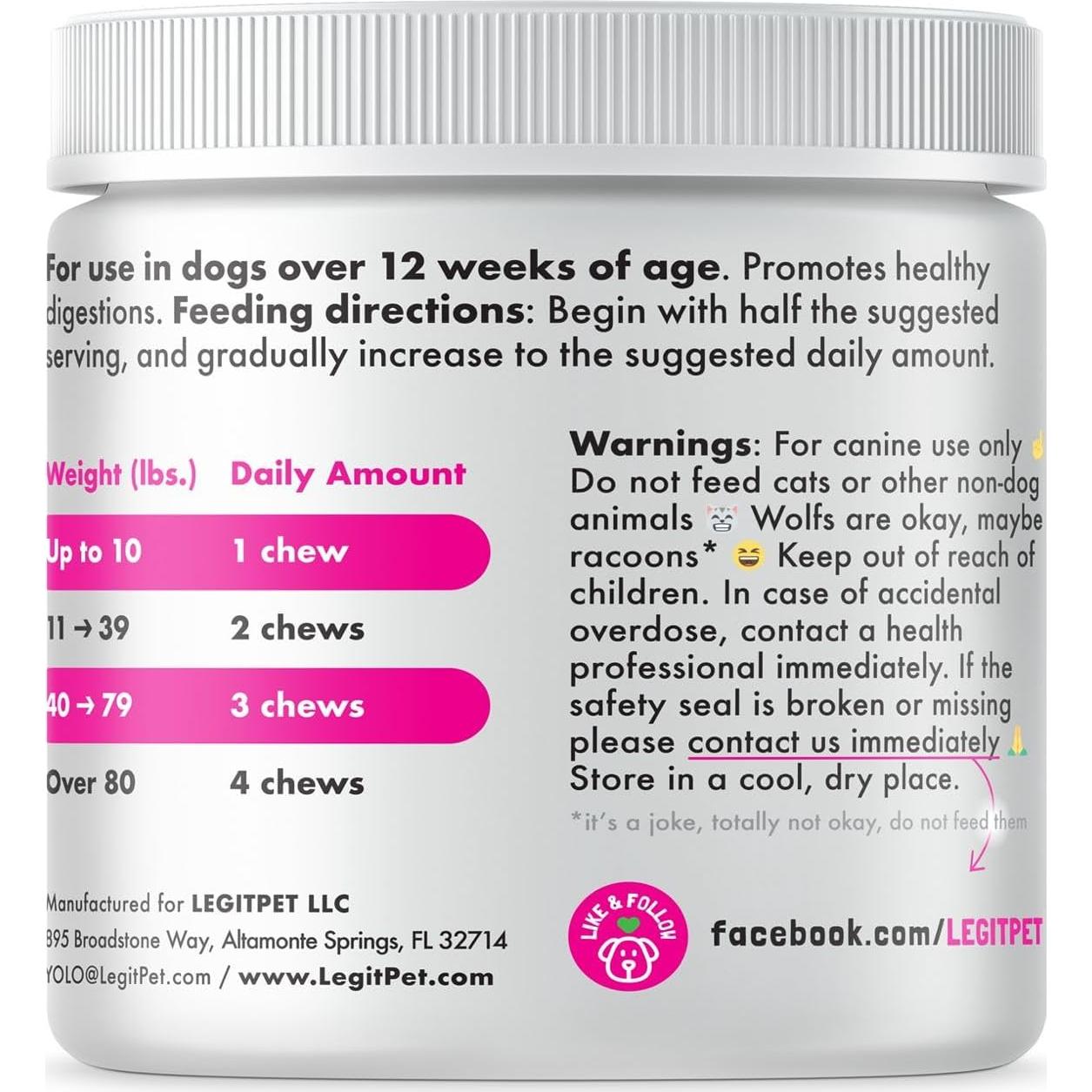 Masticables Probioticos para Perros LEGITPET 120 Unidades