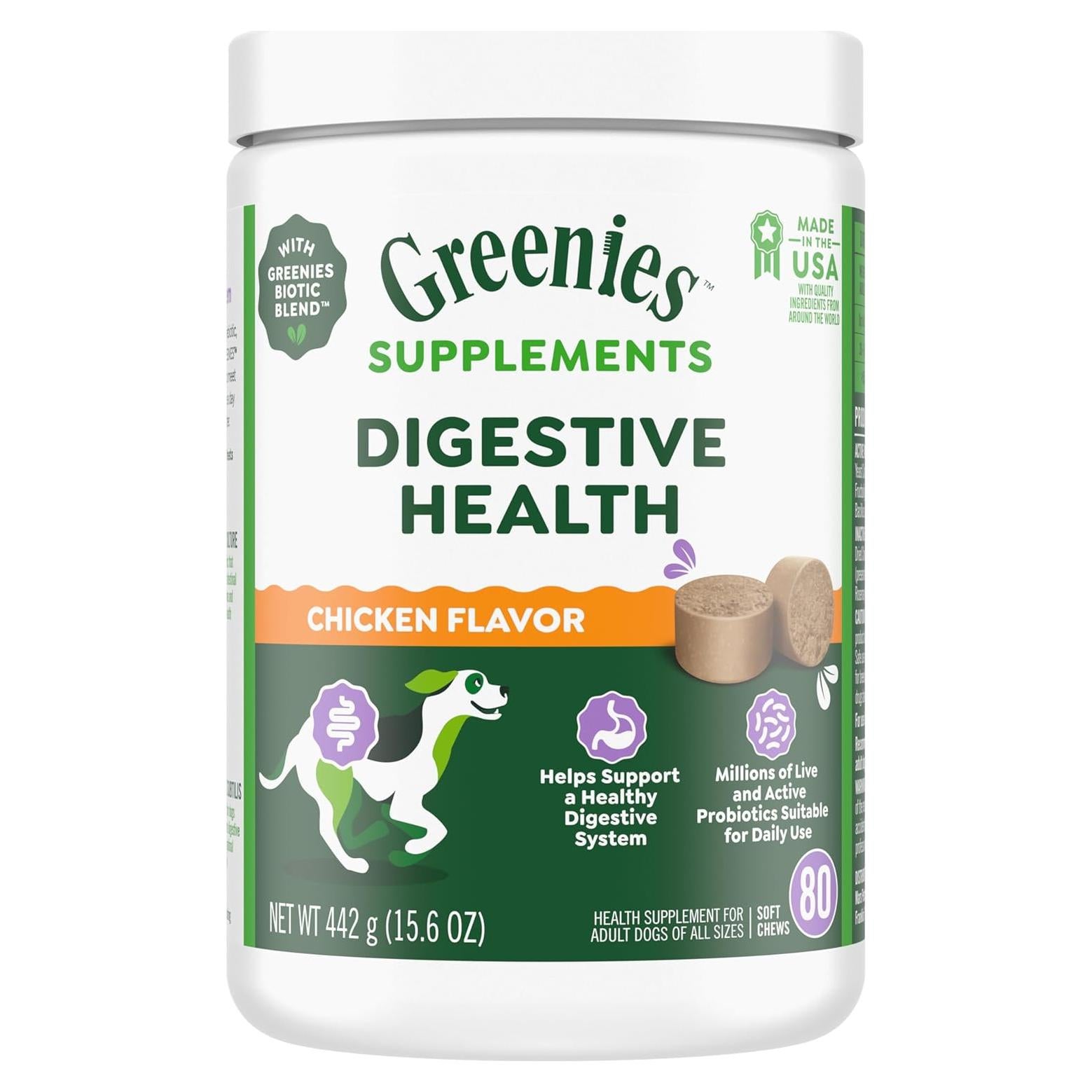 Suplementos Digestivos Greenies para Perros Sabor Pollo 80 ct
