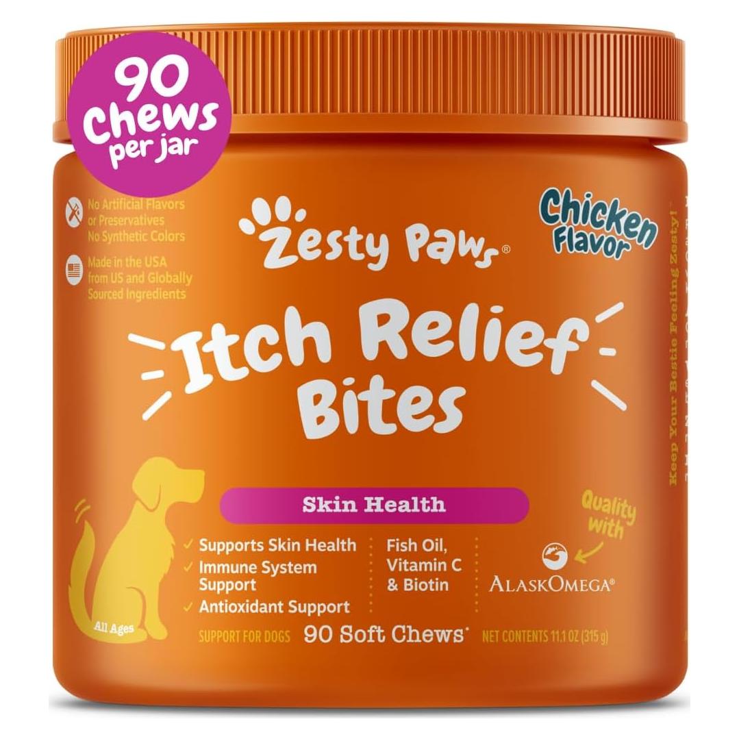 Mordidas Alivio Picazón Perros Zesty Paws Sabor Pollo 90 Unidades