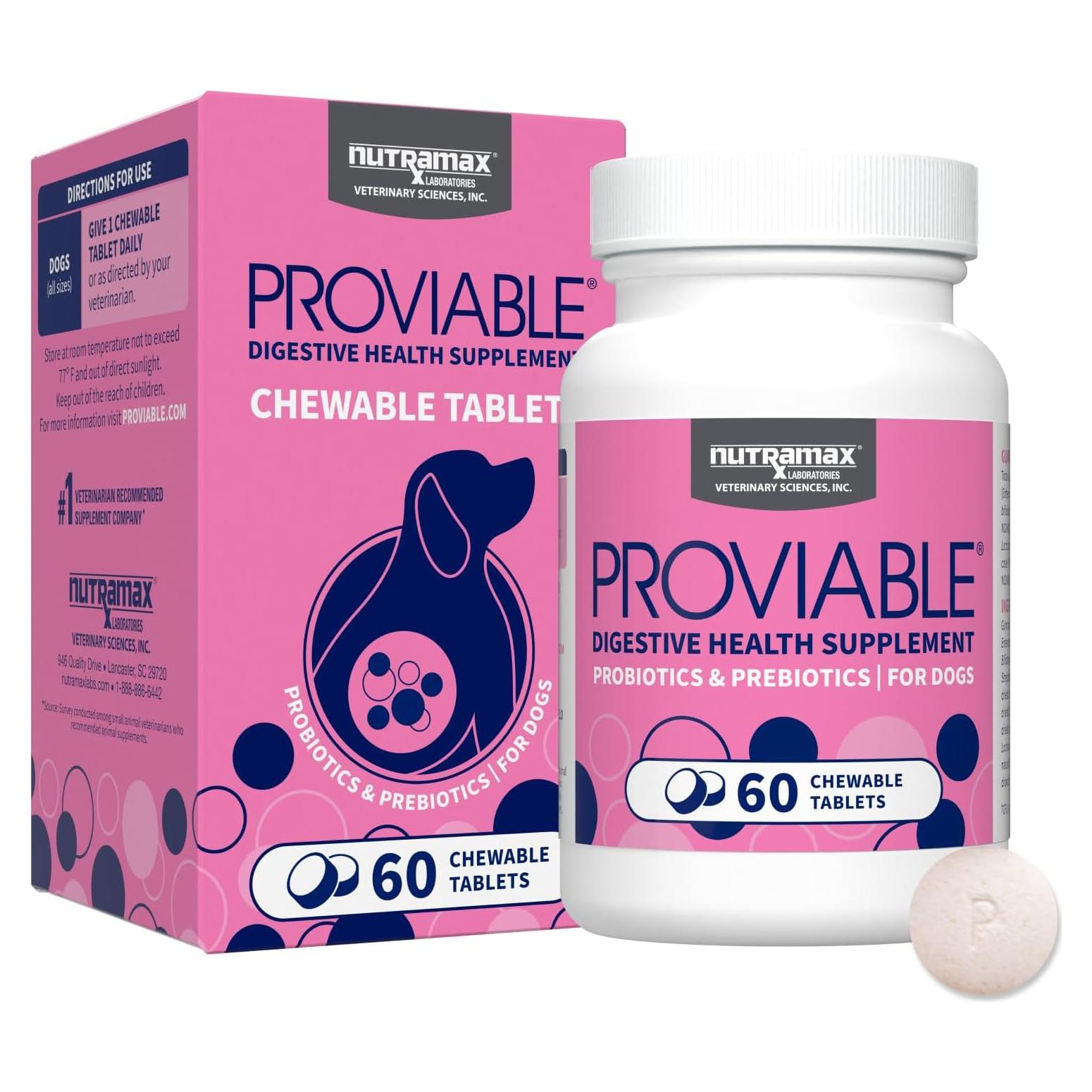 Nutramax Proviable Probióticos para Perros 60 Tabletas Masticables