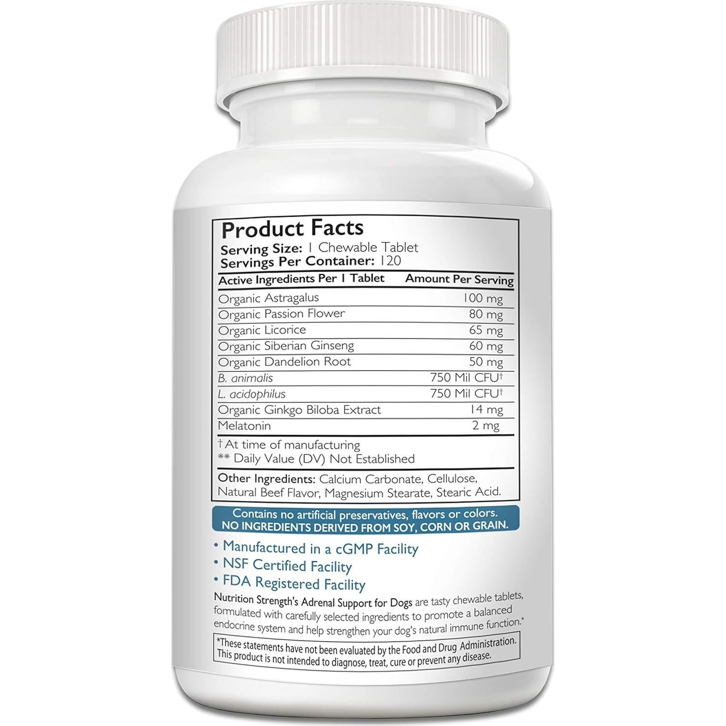 Suplemento Adrenal para Perros Nutrition Strength 120 Tabletas