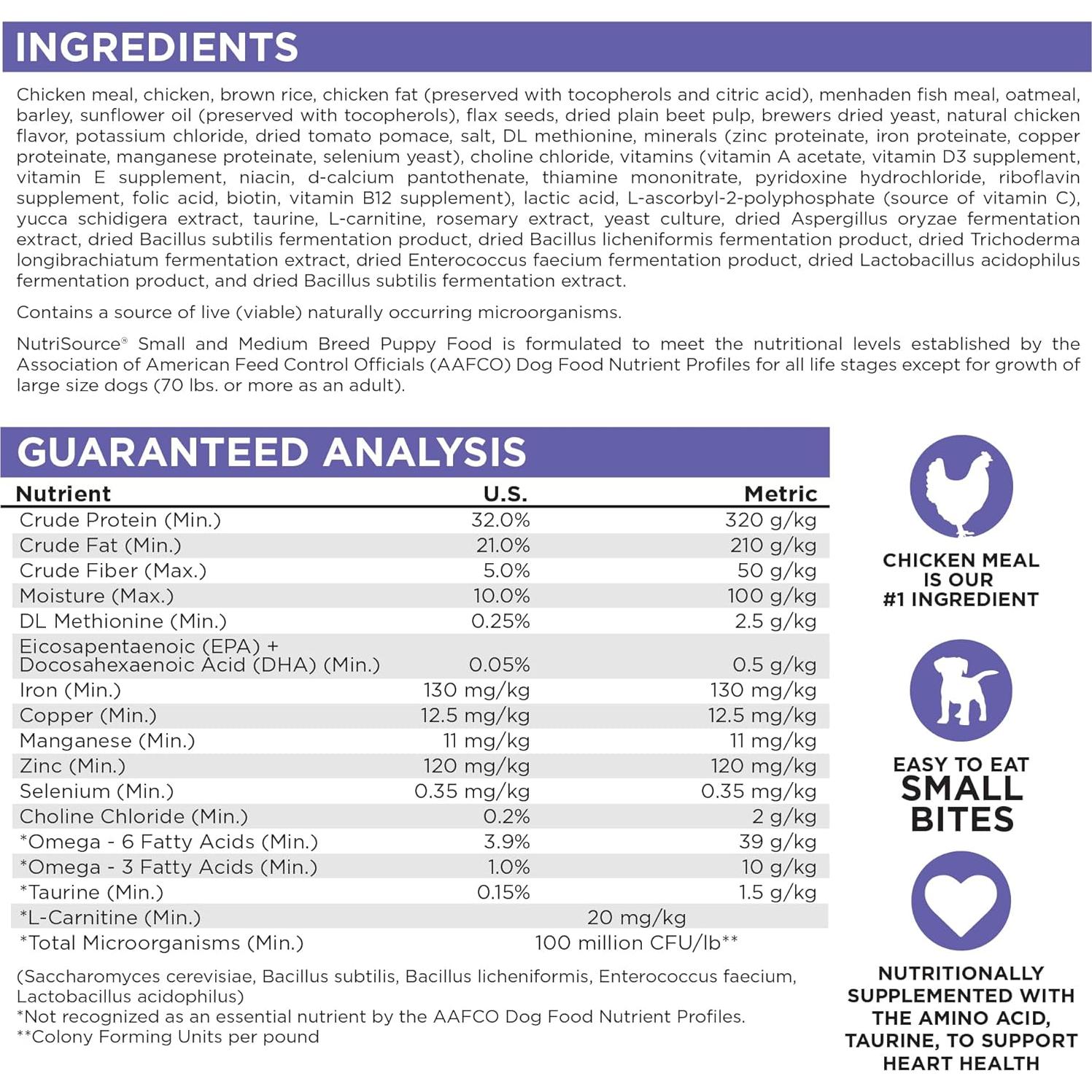 Comida para Cachorros NutriSource 1.81 kg - Pollo y Arroz