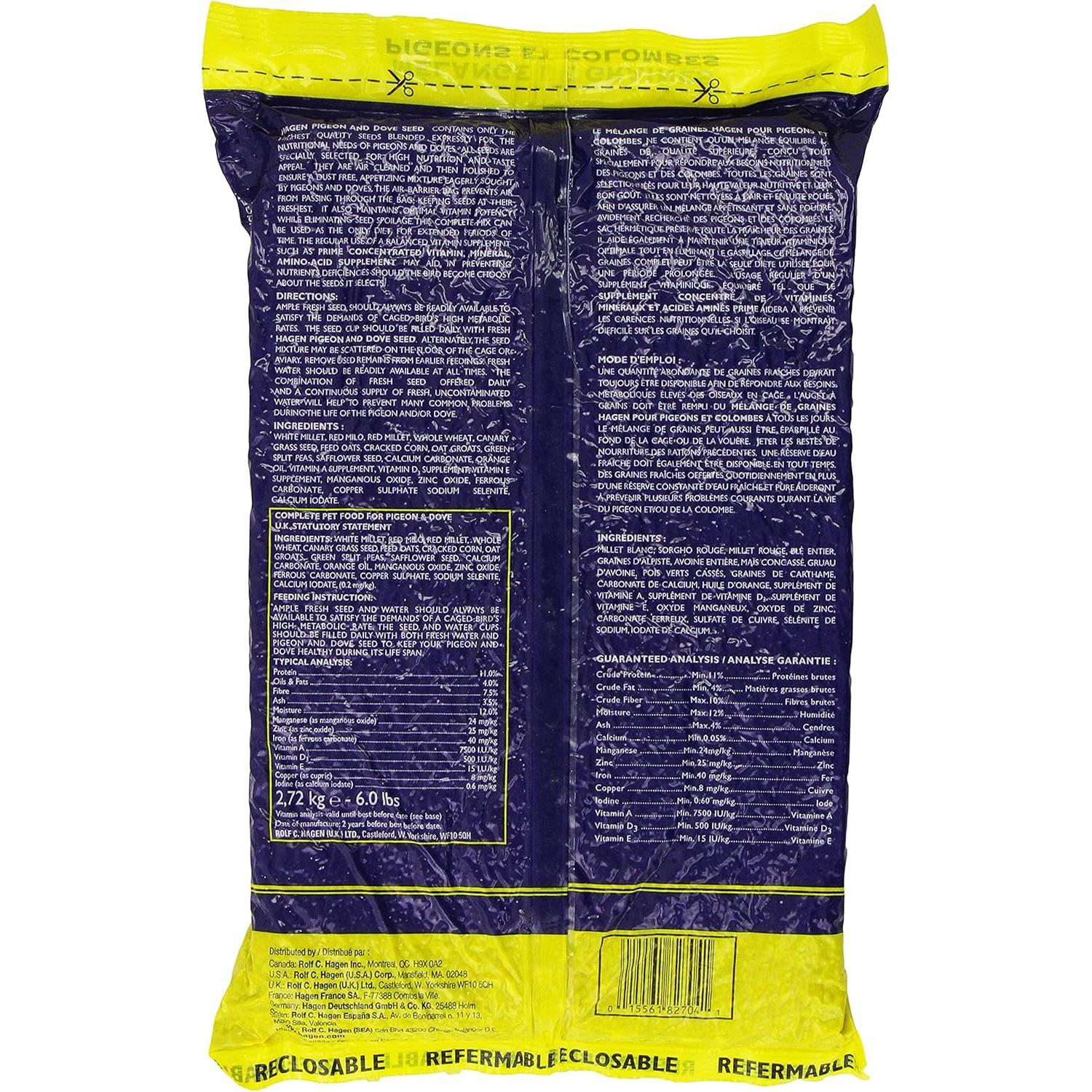 Semilla para Palomas y Tórtolas Hagen 2.72 kg - Nutrición Completa