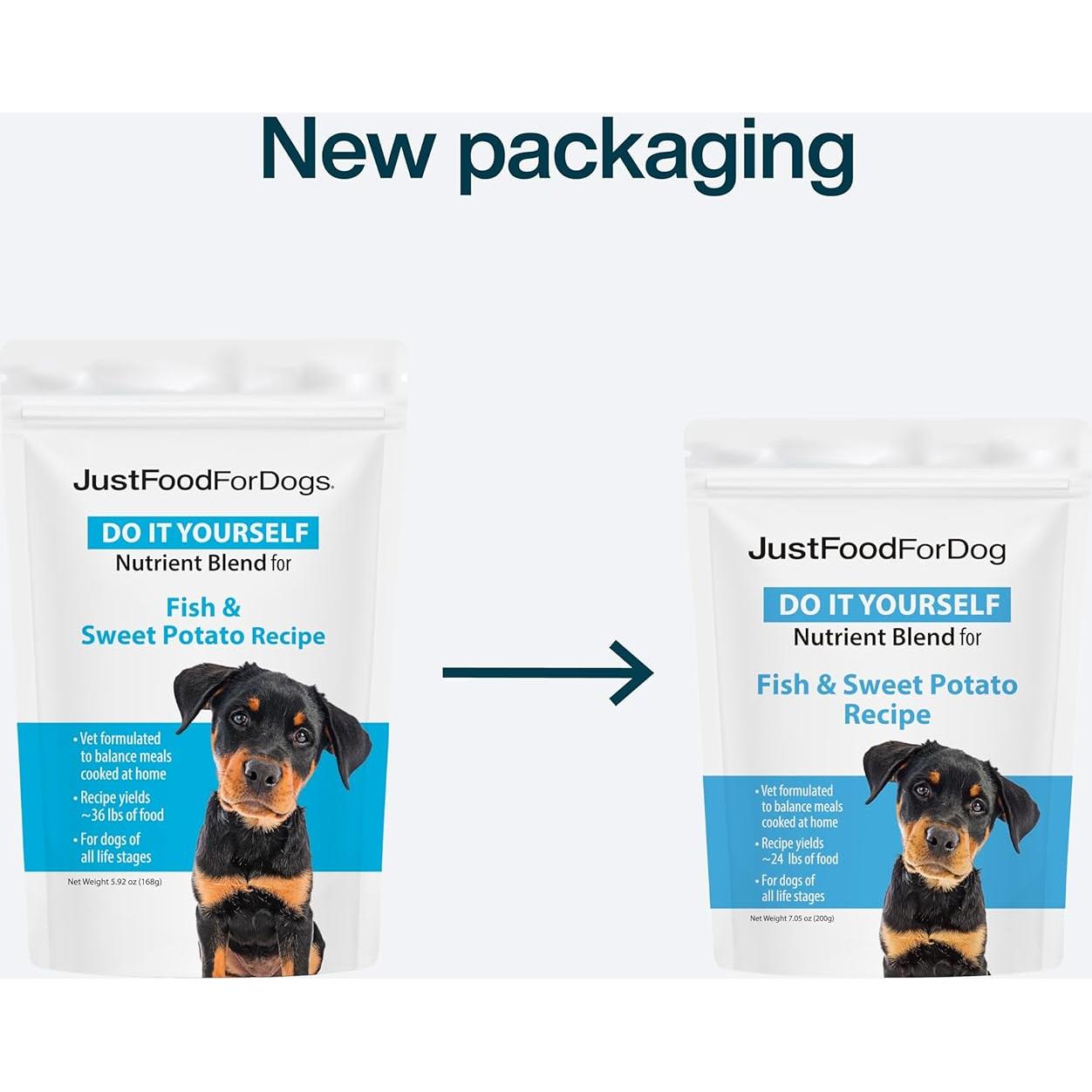 Mezcla de Nutrientes JustFoodForDogs Pescado y Batata 168.5g