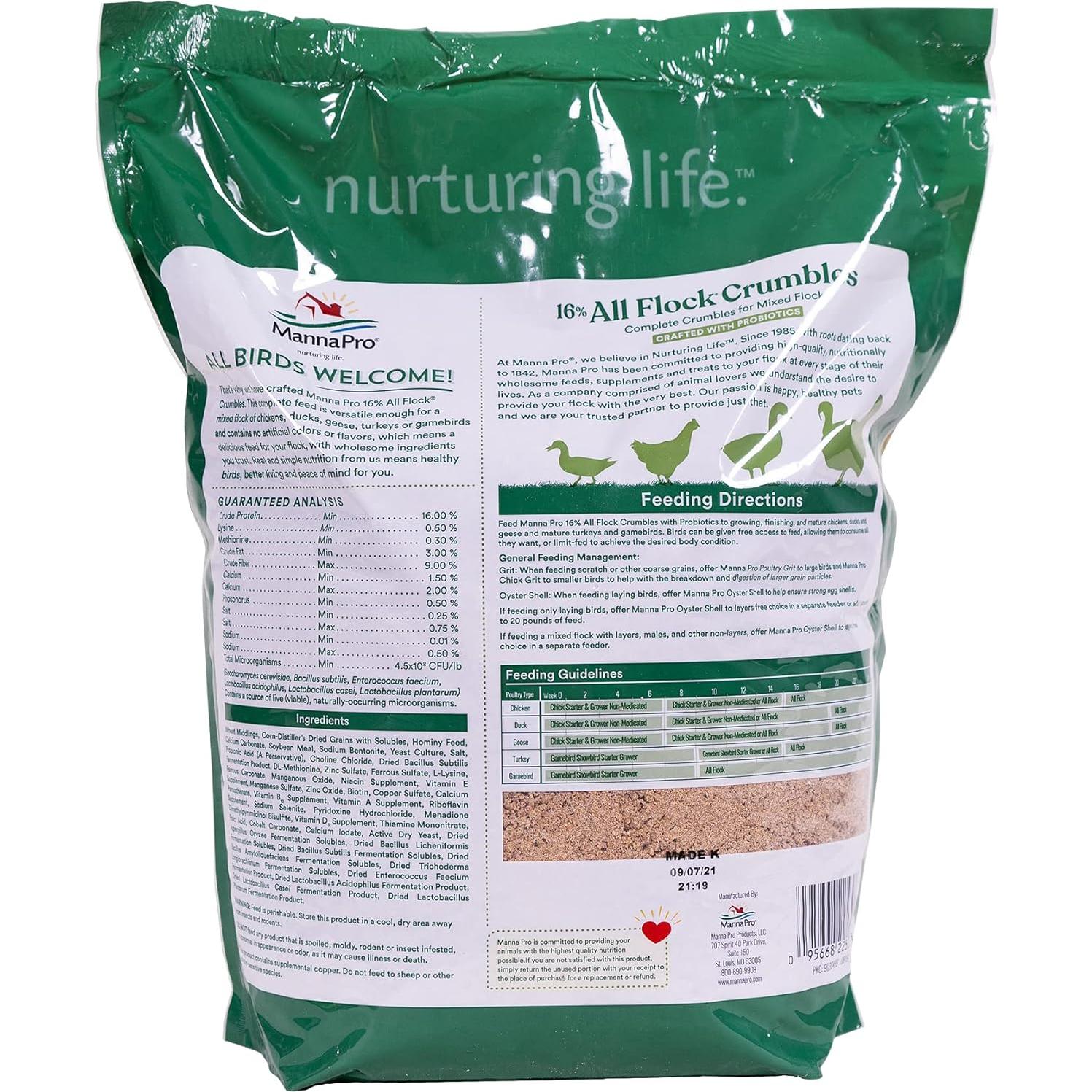 Alimento para Aves Manna Pro All Flock 3.63 kg - 16% Proteína