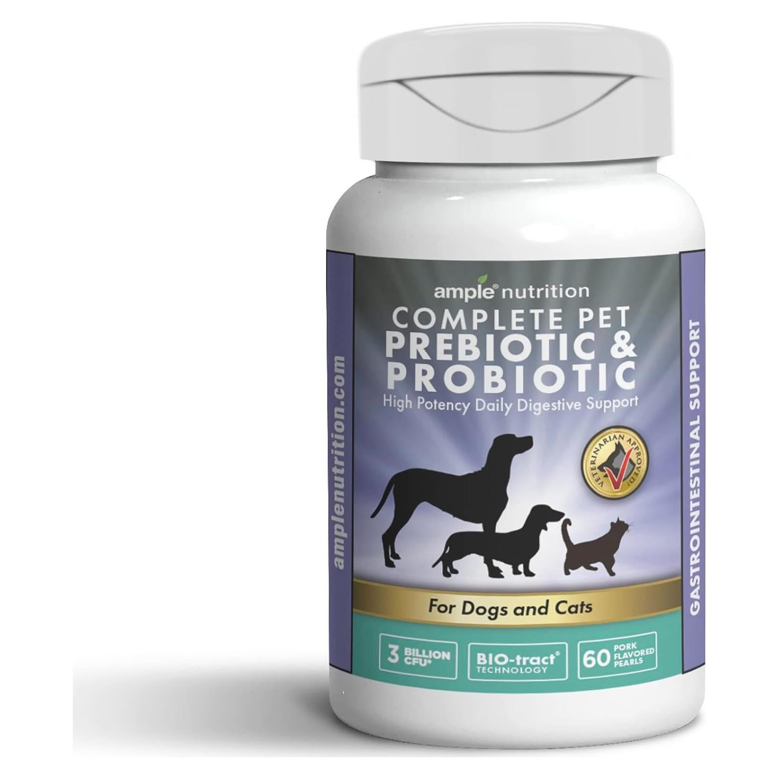 Ample Nutrition Prebiótico y Probiótico para Perros y Gatos 60 Perlas