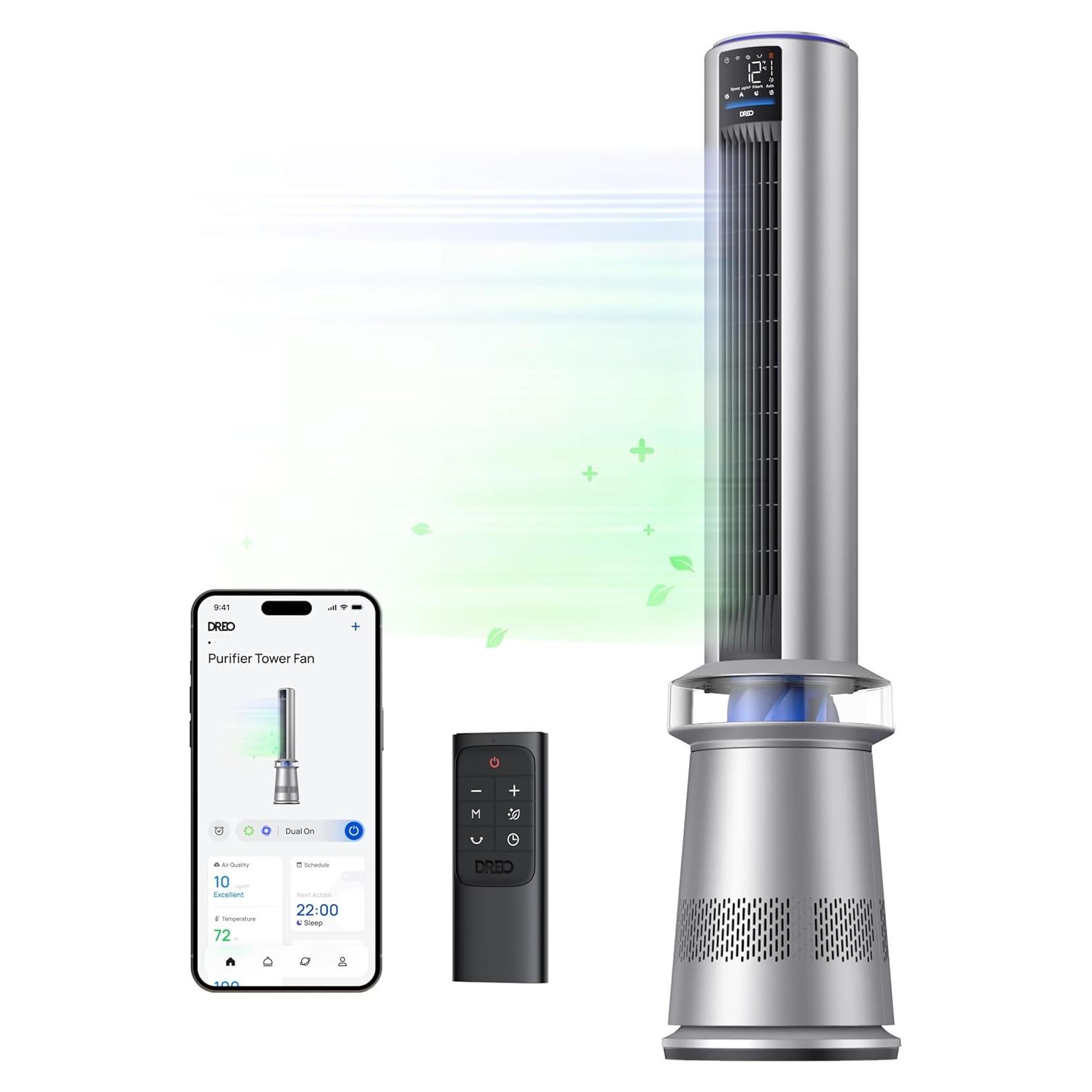 Purificador de Aire Dreo Torre 2 en 1 118cm Plata Azul