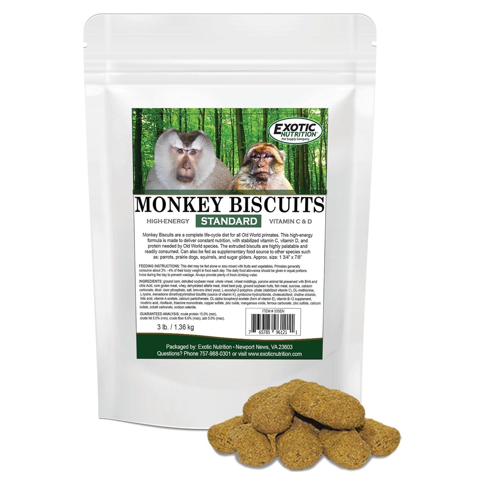 Galletas de Mono Estándar 1.36 kg Exotic Nutrition para Mascotas