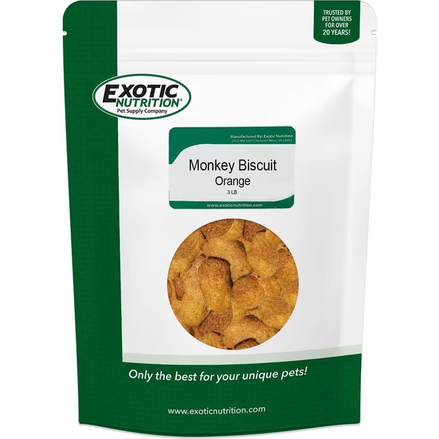 Galletas de Mono Estándar 1.36 kg Exotic Nutrition para Mascotas