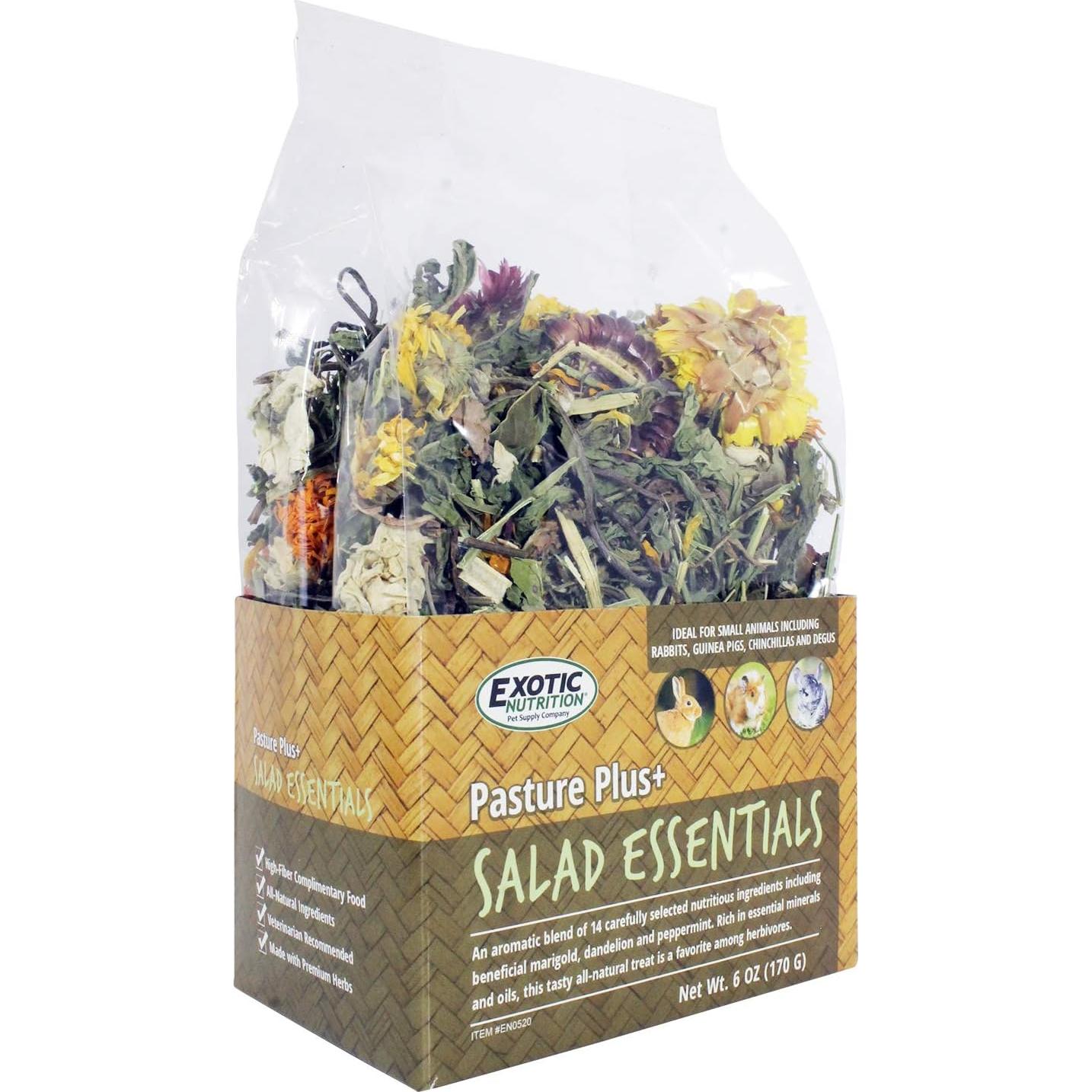 Esenciales de Ensalada Pasture Plus+ Exotic Nutrition 191g - Mezcla Natural para Conejos y Pequeños Animales