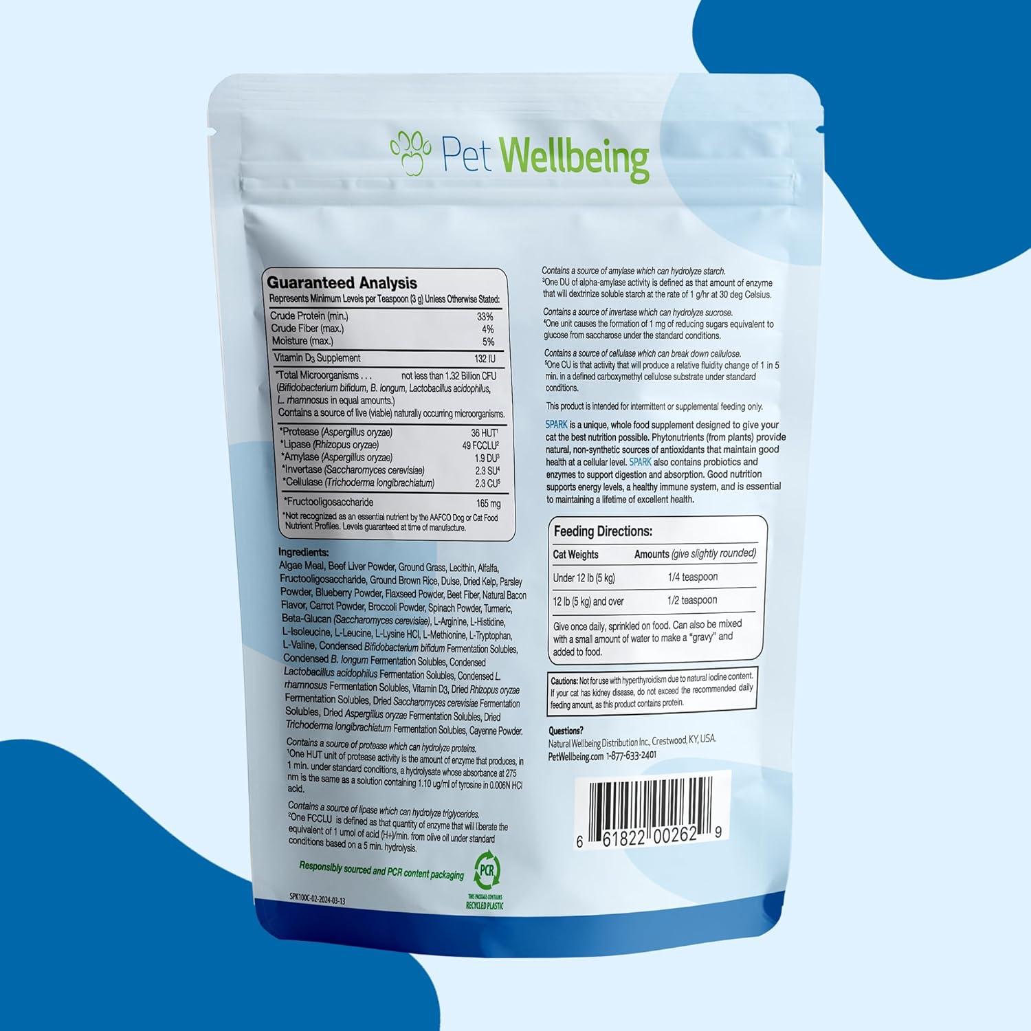 Suplemento Nutricional para Gatos Pet Wellbeing 100 g - Probioticos y Antioxidantes
