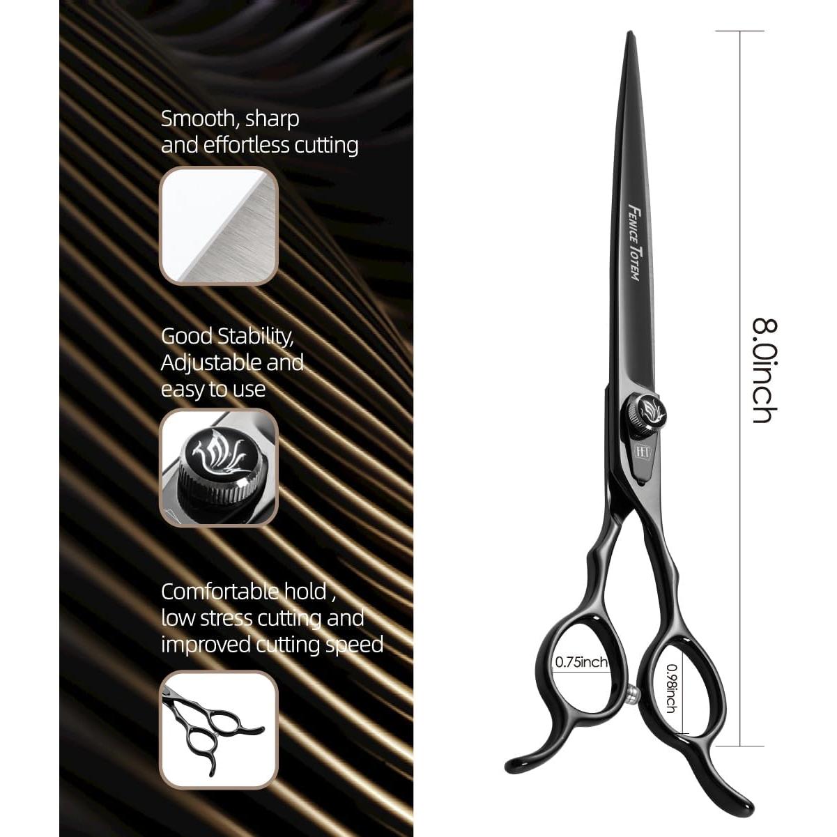 Tijeras para Perros FENICE TOTEM 20 cm Acero Inoxidable Negro