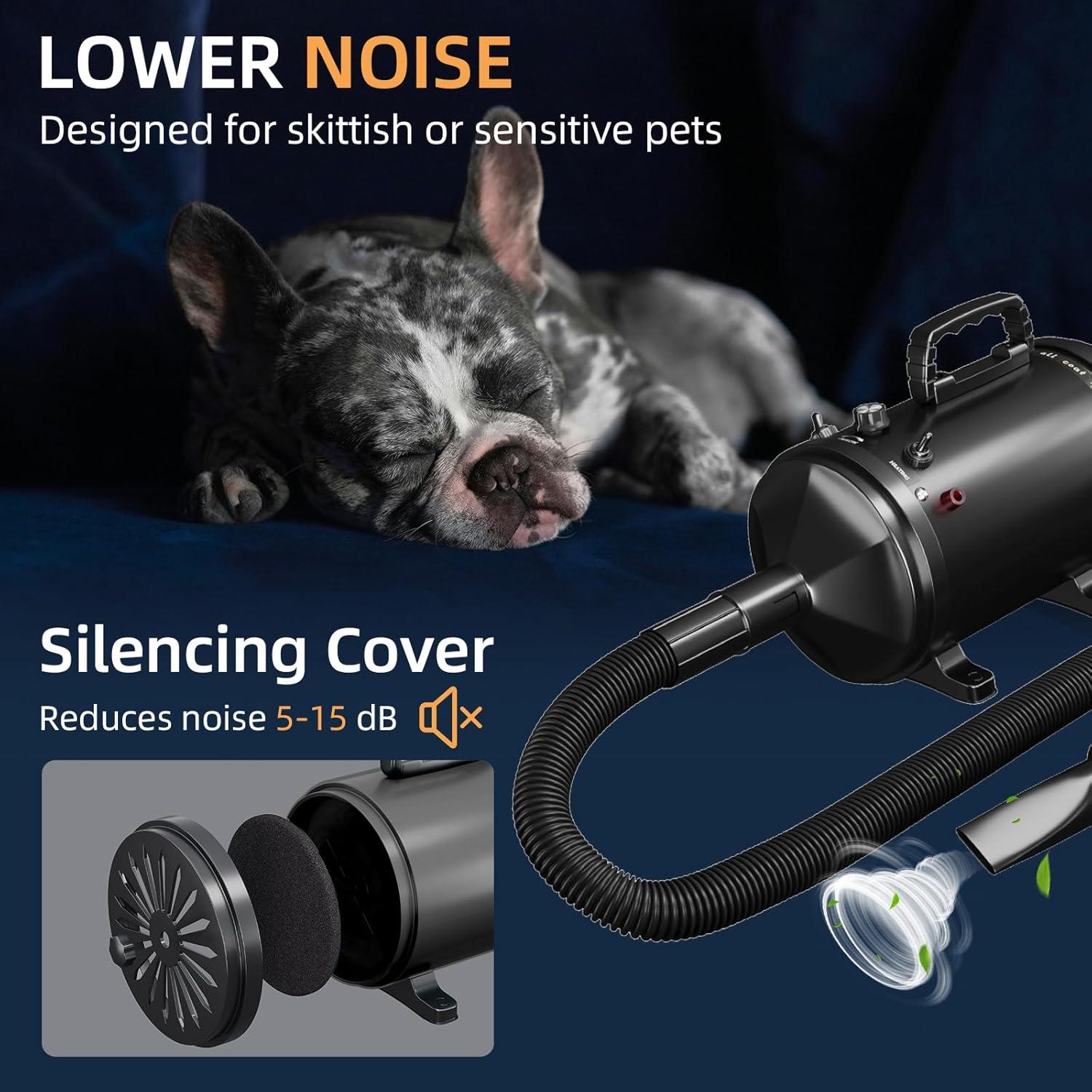 Secador Profesional para Mascotas COTUBLR Negro 4 Boquillas