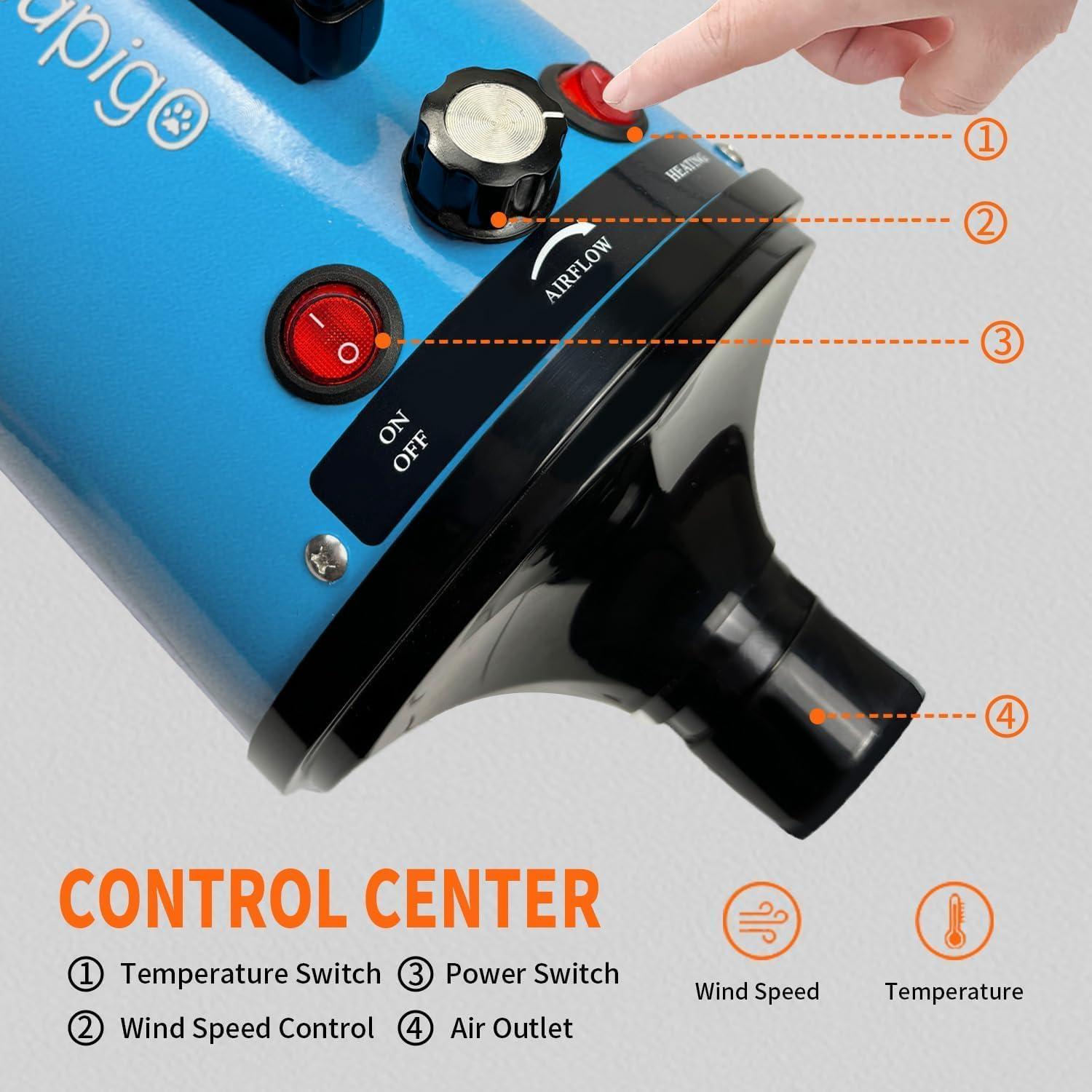 Secador de Pelo para Perros Xapigo YC-001 con 4 Boquillas