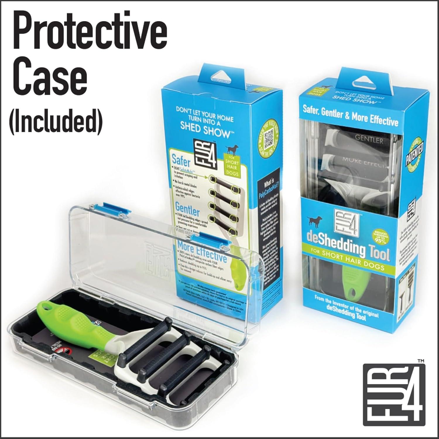 Cepillo Deshedding FUR4 para Perros de Pelo Corto - 4 Bordes de Fibra de Carbono