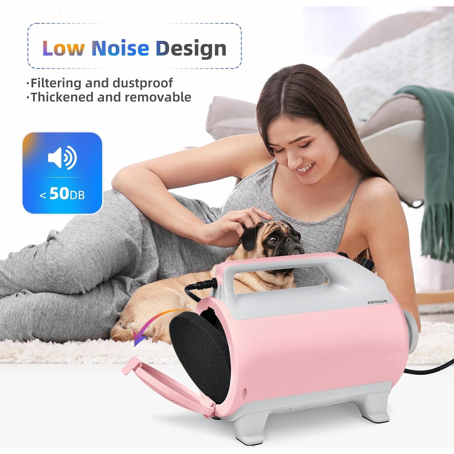 Secador de Perros Entosun PHD2800W 2800W Rosa Ajustable