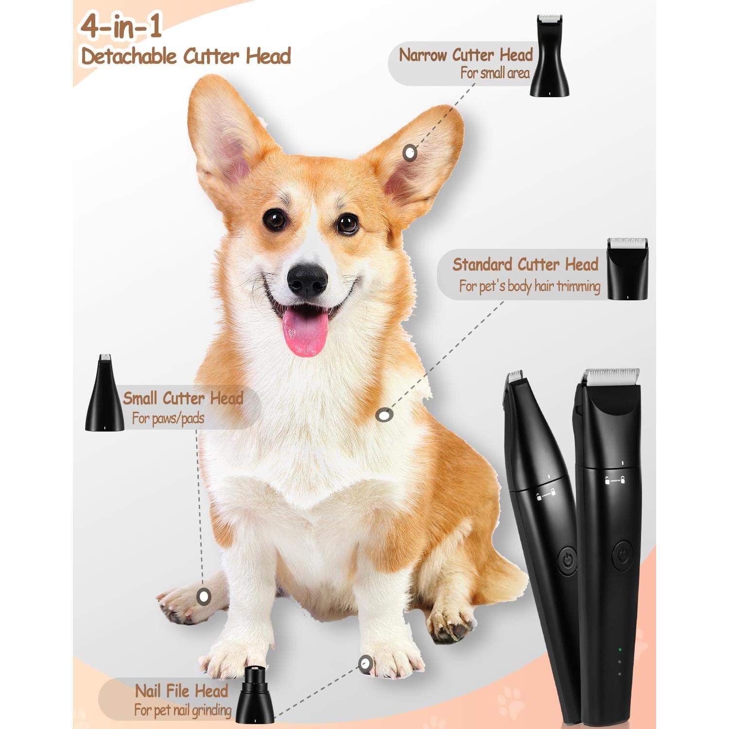 Cortadora de Perro Cussity 4 en 1 Recargable USB-C con 2 Velocidades