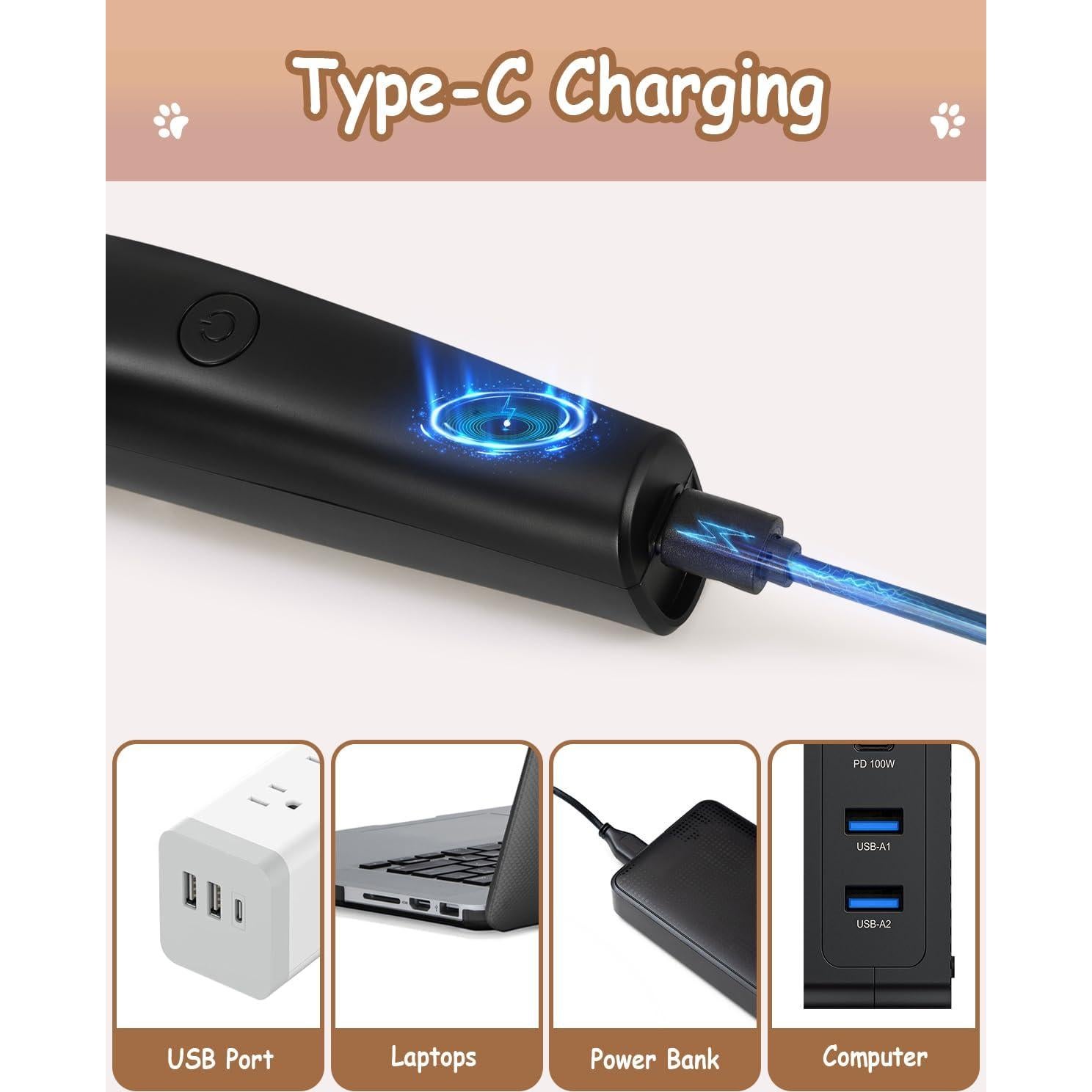 Cortadora de Perro Cussity 4 en 1 Recargable USB-C con 2 Velocidades