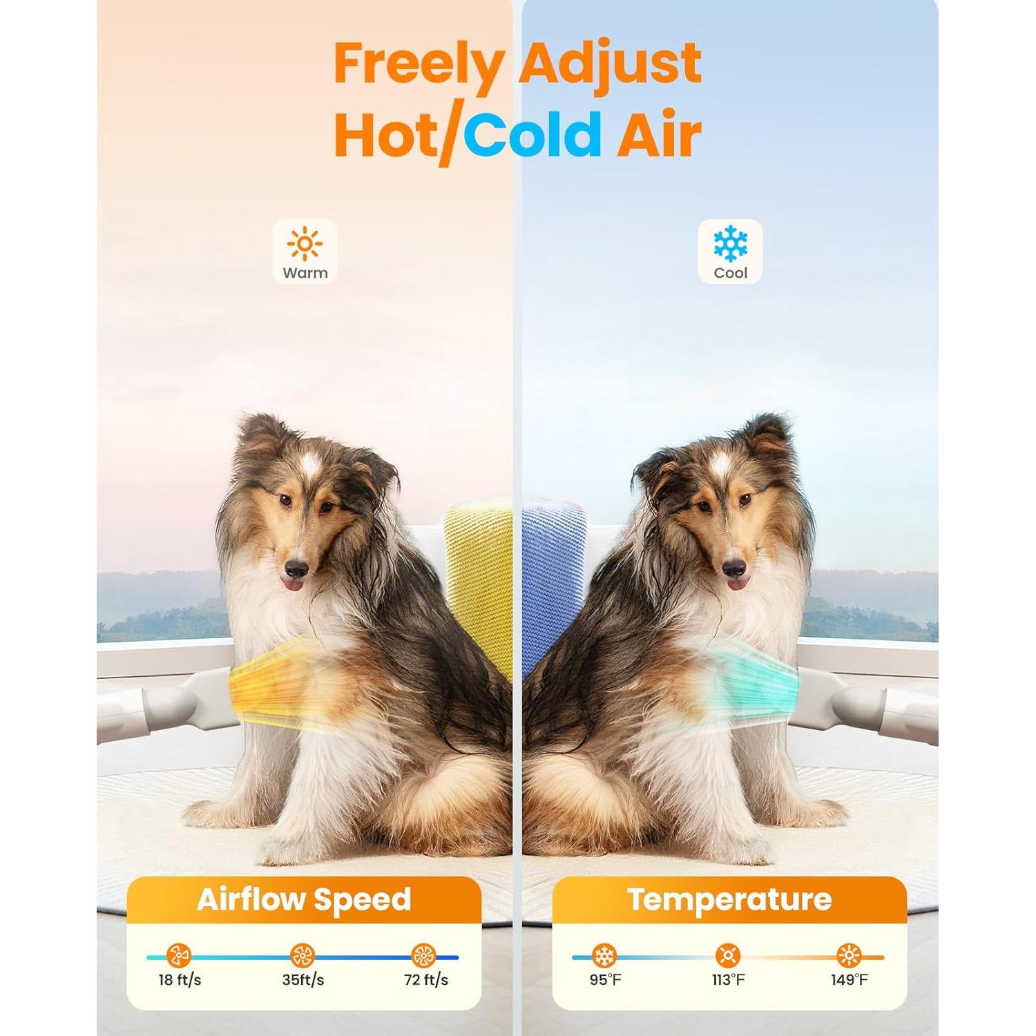 Secador de Pelo para Perros Oneisall MAS 520, 3000W, Silencioso