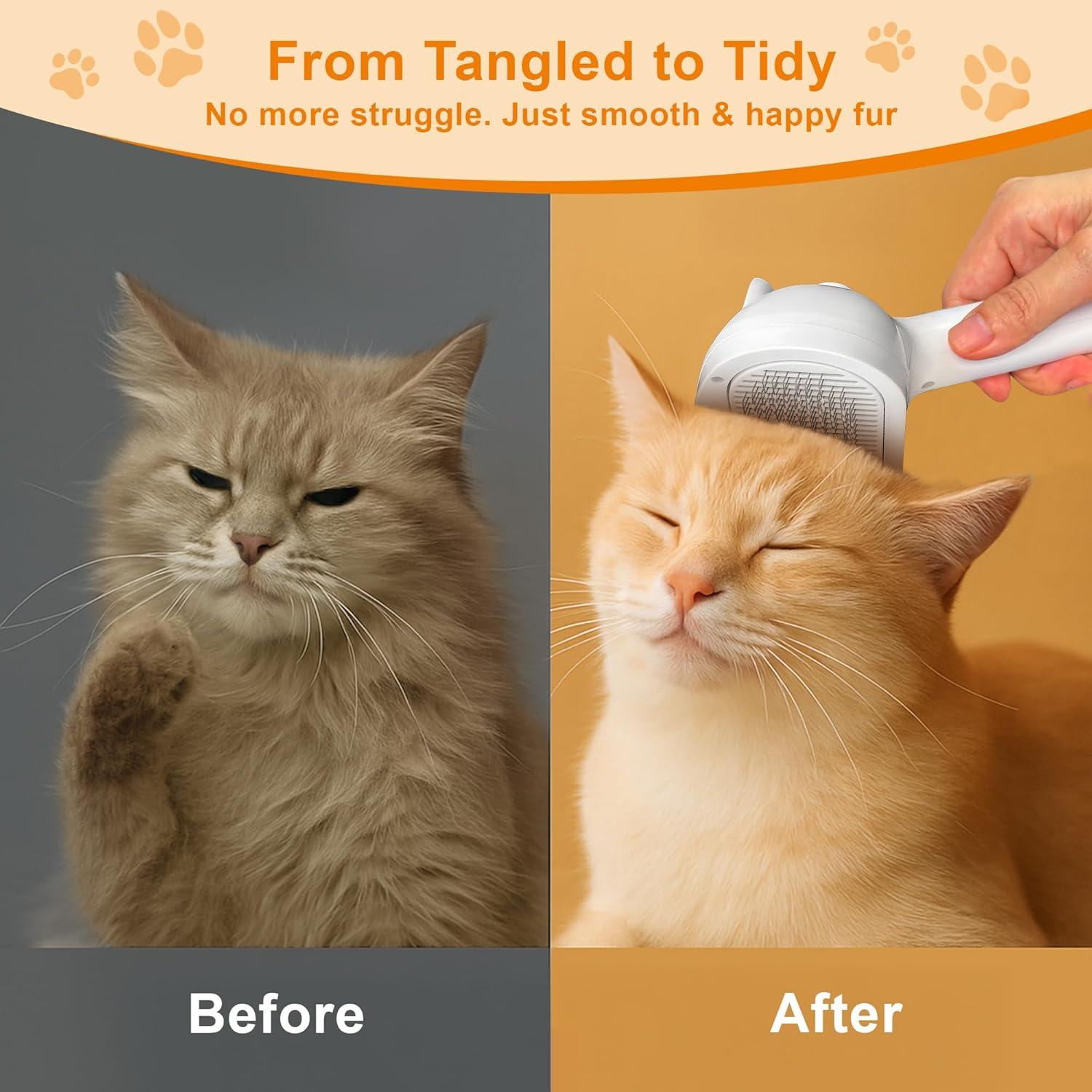 Cepillo de Vapor 3 en 1 Ampux para Gatos y Perros - Gris Blanco