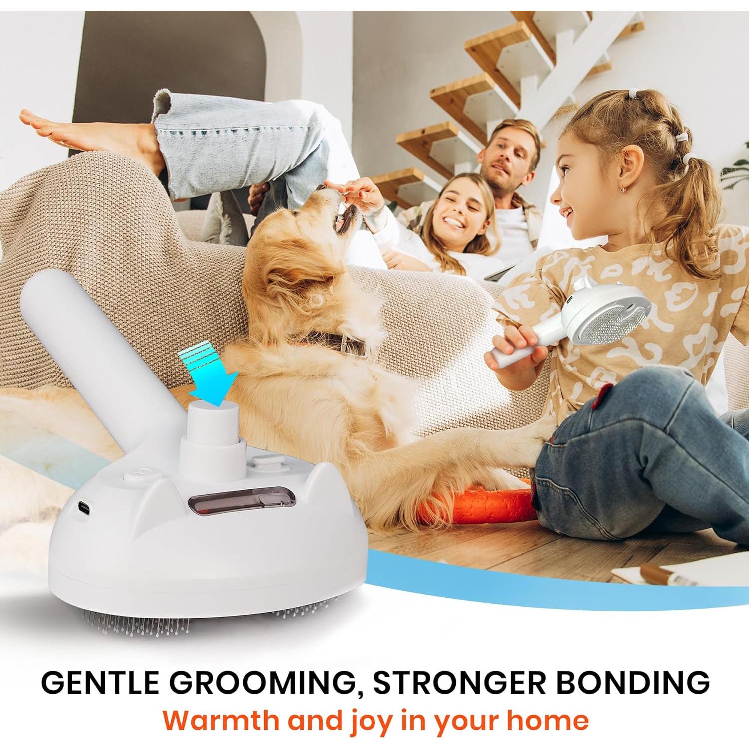 Cepillo de Vapor 3 en 1 Ampux para Gatos y Perros - Gris Blanco