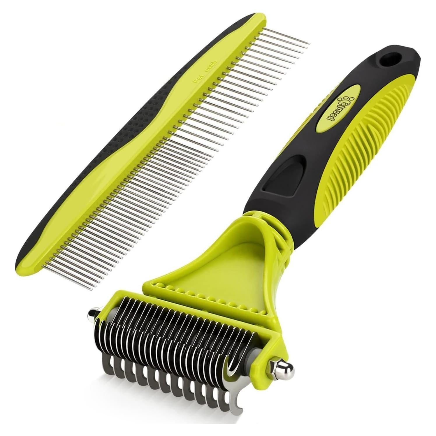 Kit de Aseo para Mascotas Pecute - Rasqueta Doble Cara y Peine