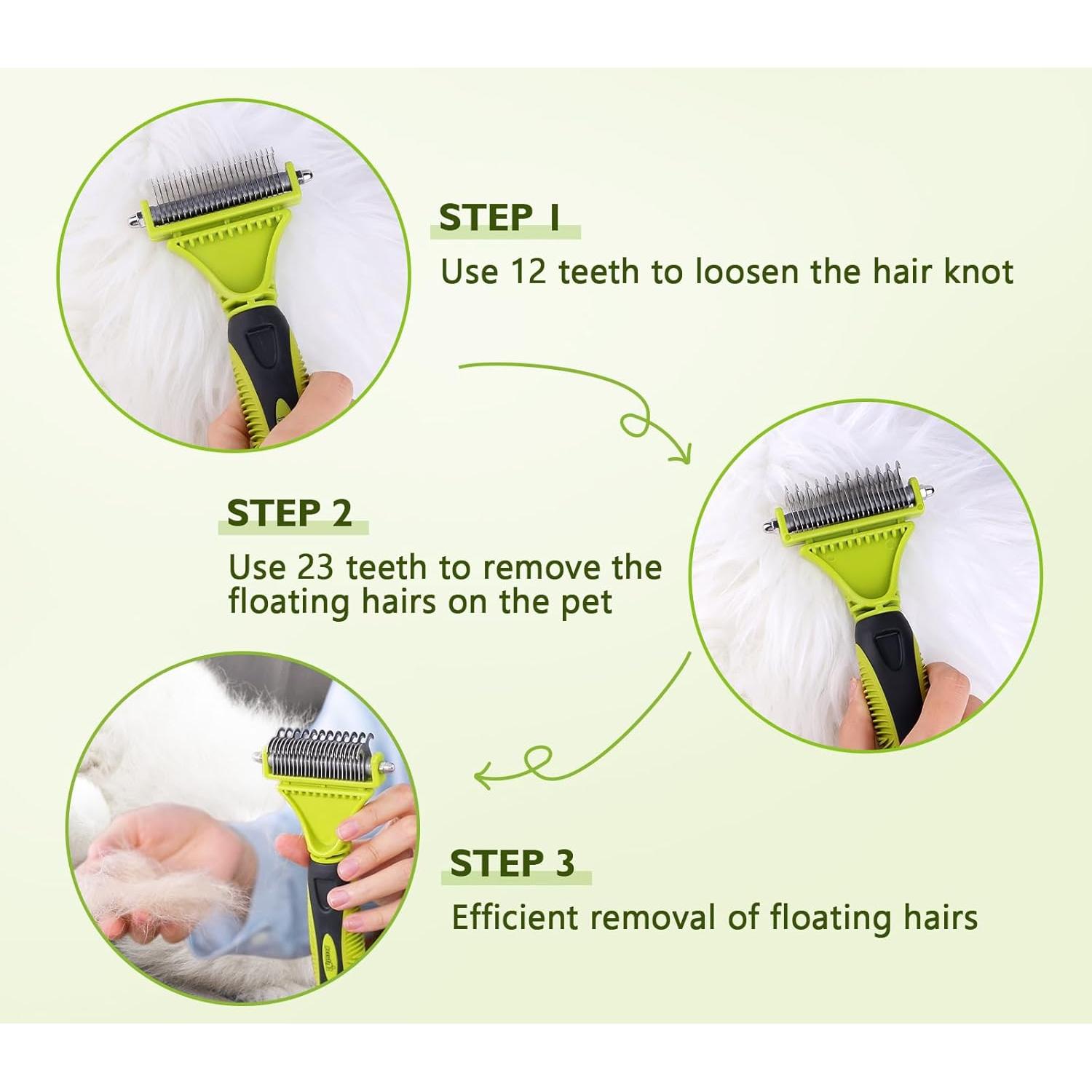 Kit de Aseo para Mascotas Pecute - Rasqueta Doble Cara y Peine