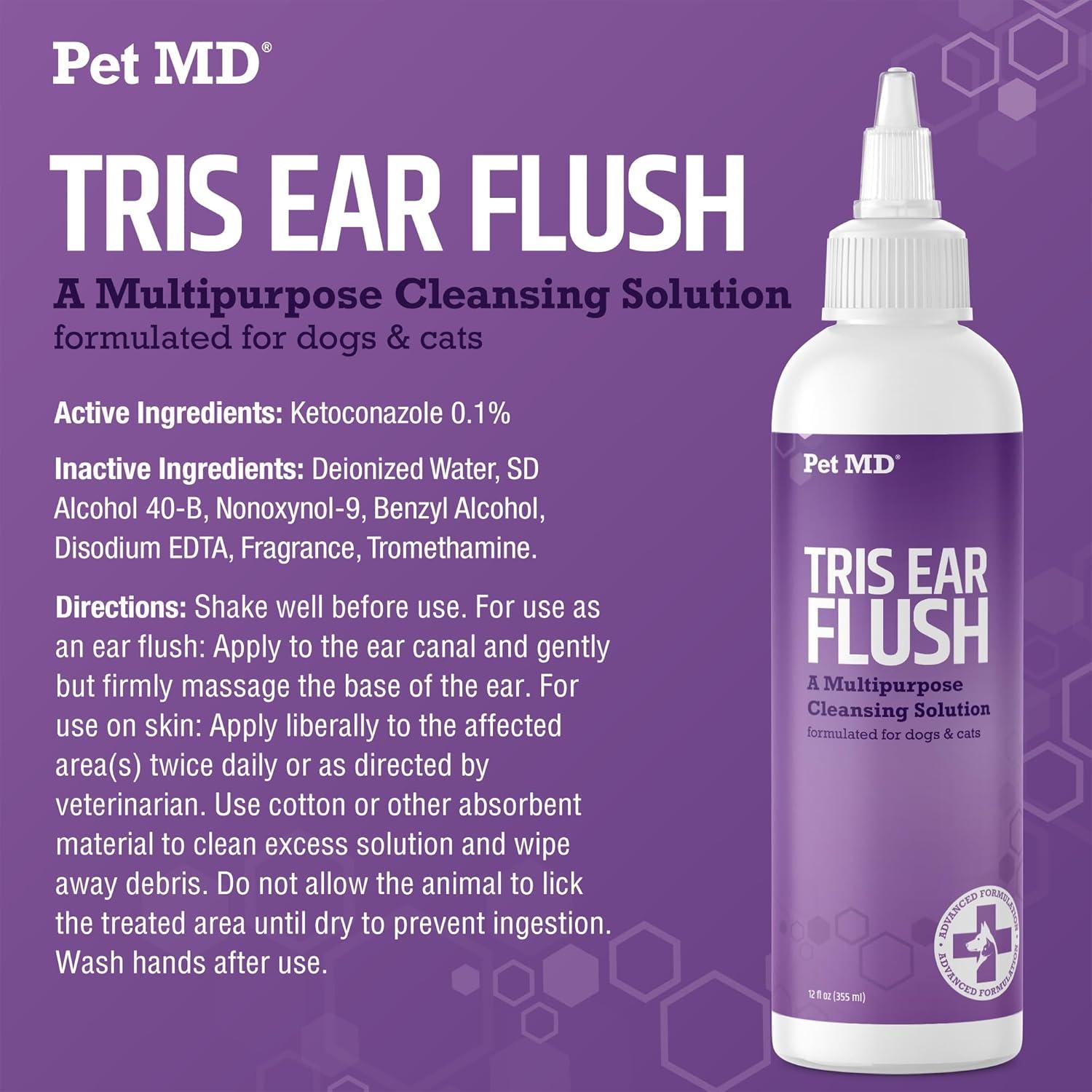 Limpiador de Oídos para Gatos y Perros Pet MD Tris Flush 340 g