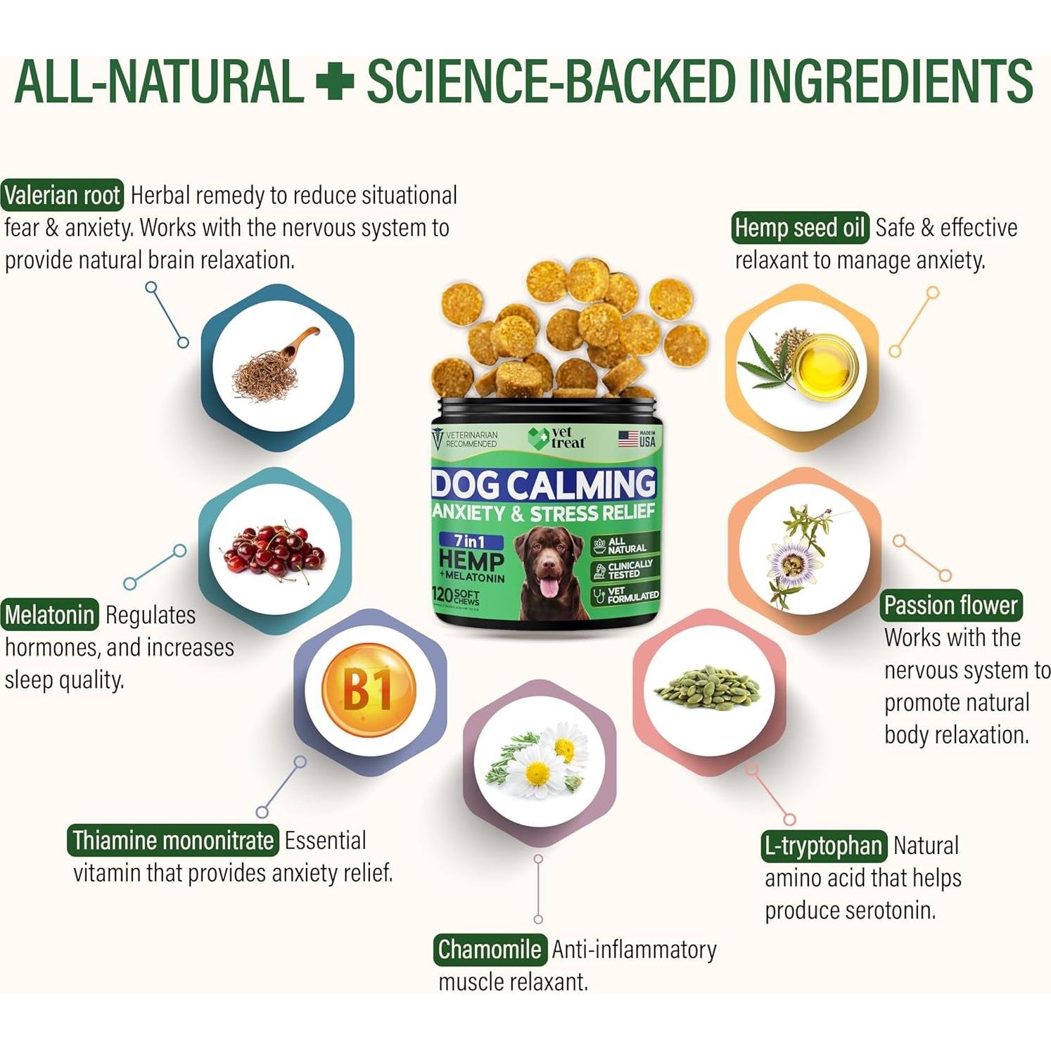 Masticables Calmantes para Perros Vet Treat - 120 Unidades