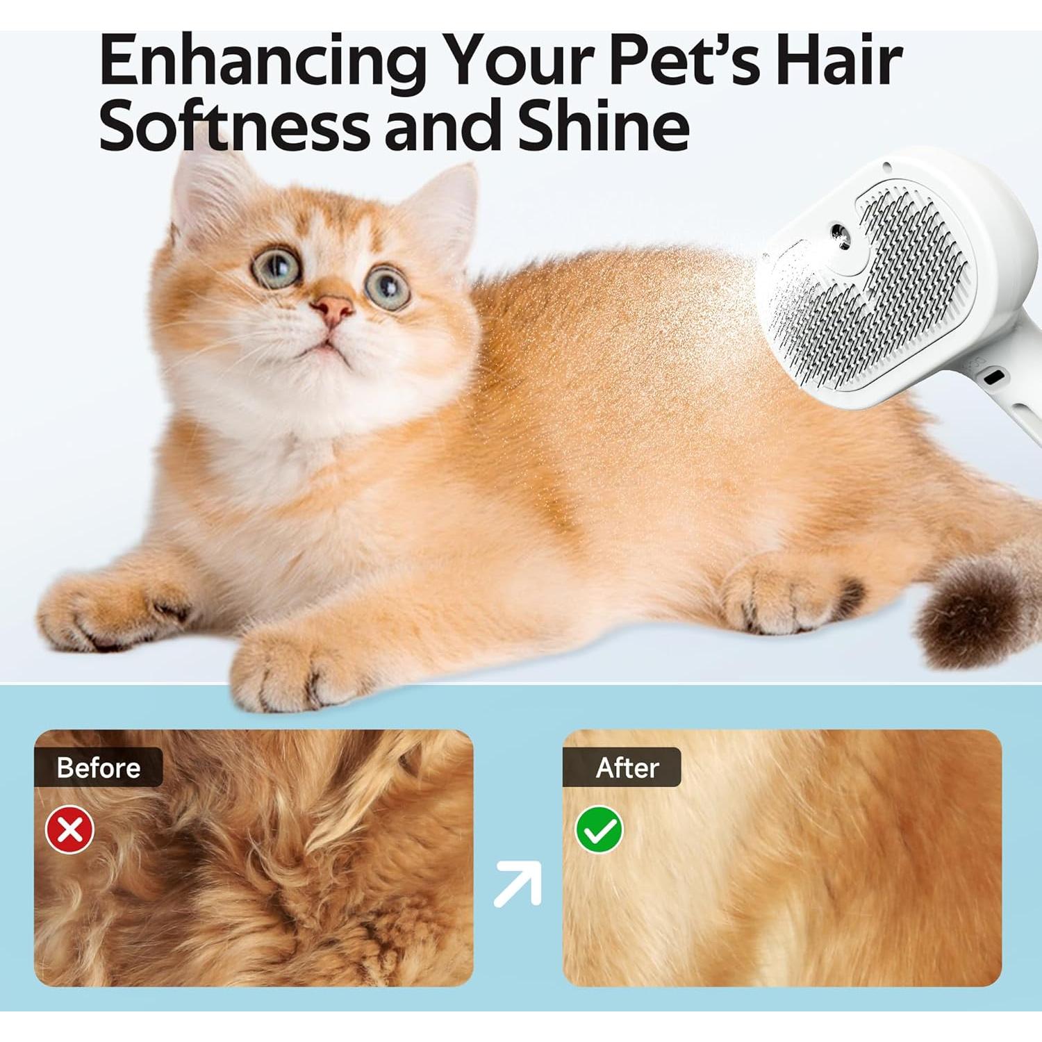 Cepillo de Aseo para Mascotas Eilimy con Spray Nebulizador Blanco