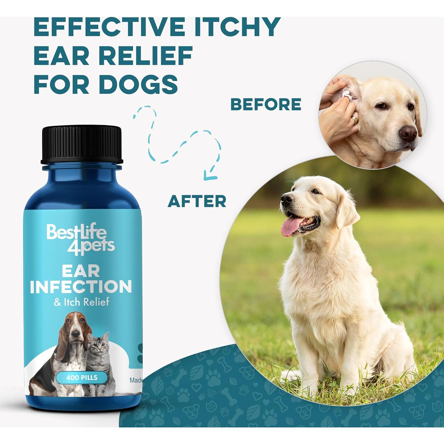Tratamiento Natural para Infección de Oídos BestLife4Pets 400 Pastillas