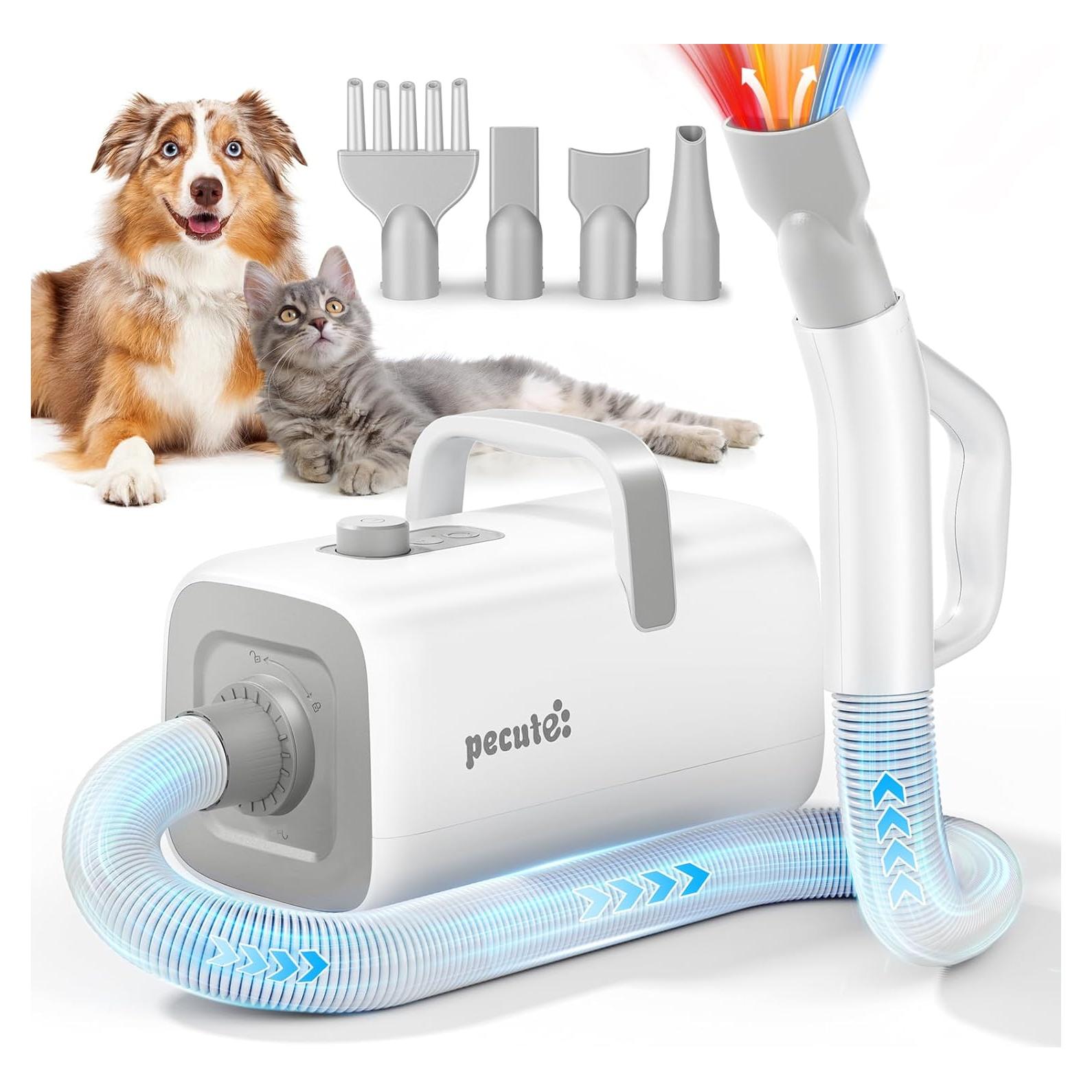 Secador de Pelo para Perros Pecute 30 m/s 4 Boquillas 65°C