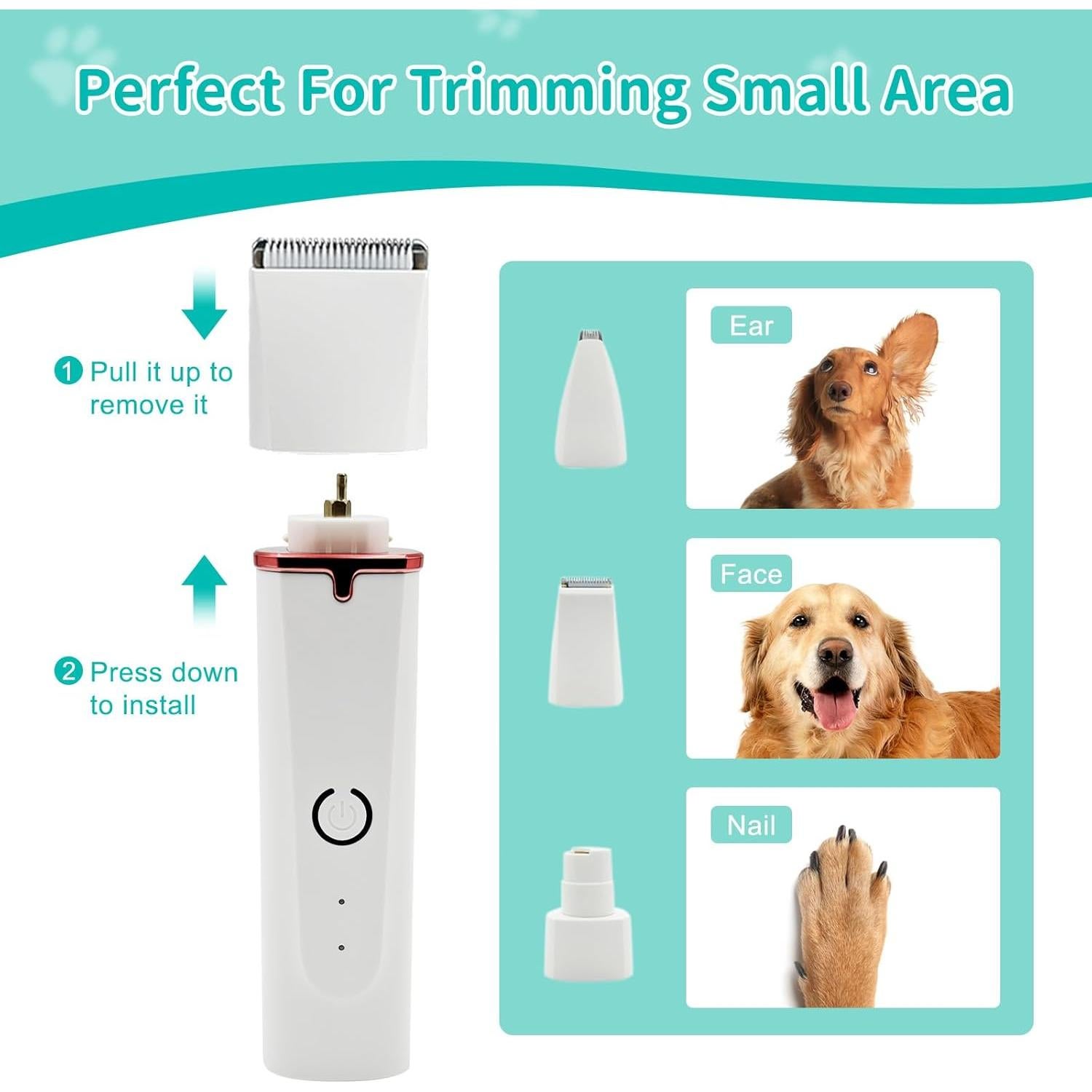 Cortadora de Aseo Inalámbrica EverZenHub GR-1 4-en-1 para Perros y Gatos