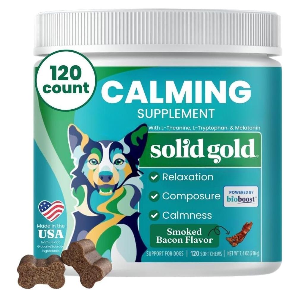 Masticables Calmantes para Perros Solid Gold - Tocino 120ct
