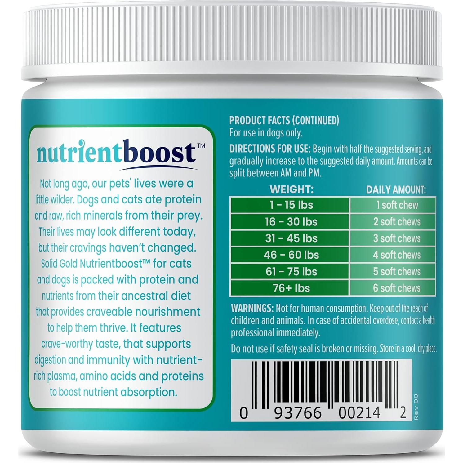 Masticables Calmantes para Perros Solid Gold - Tocino 120ct