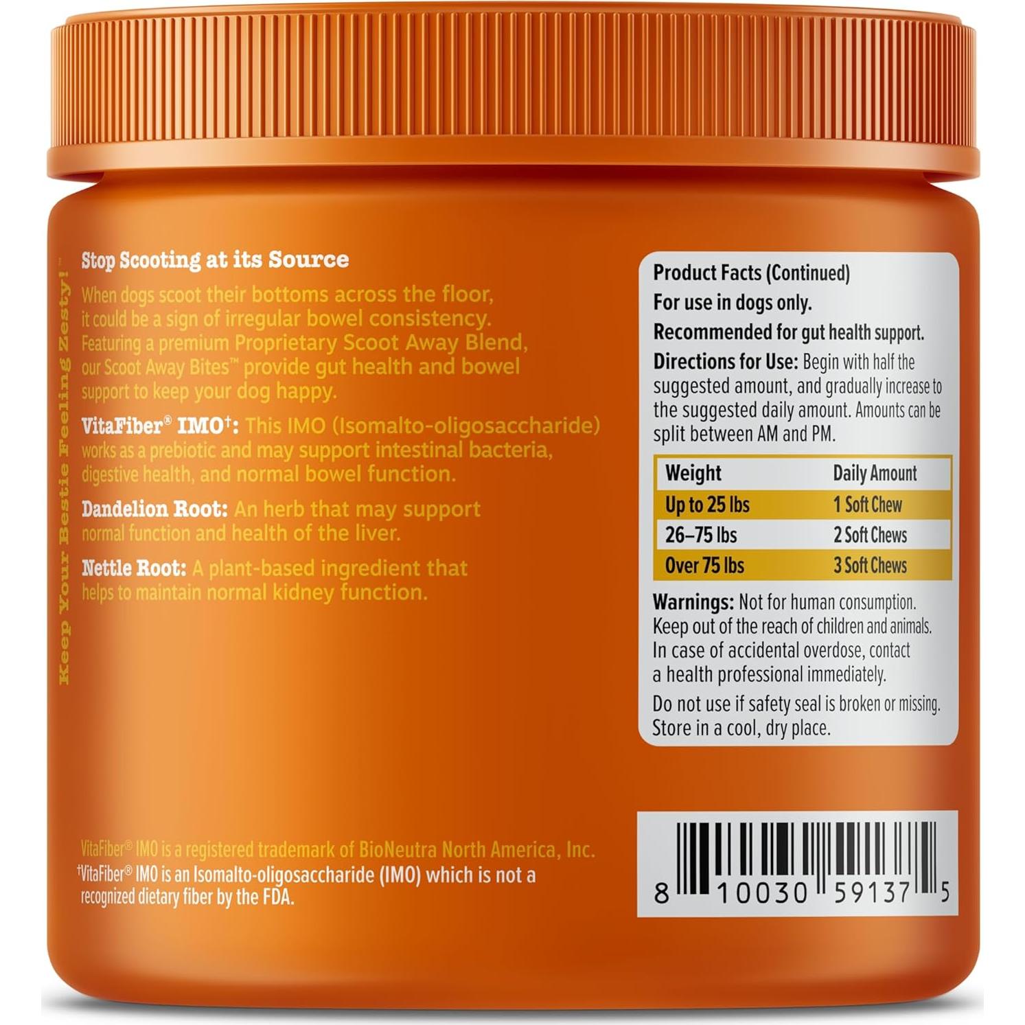 Bocados Scoot Away Zesty Paws para Perros - 90 Chews Digestivos