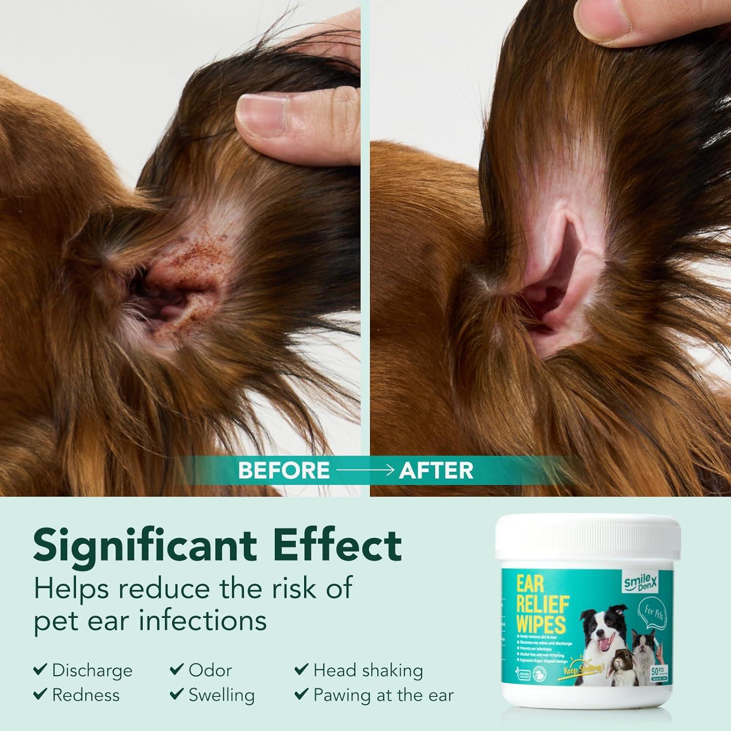 Toallitas Limpiadoras de Oídos para Perros y Gatos SmileDenX - 50 Pcs