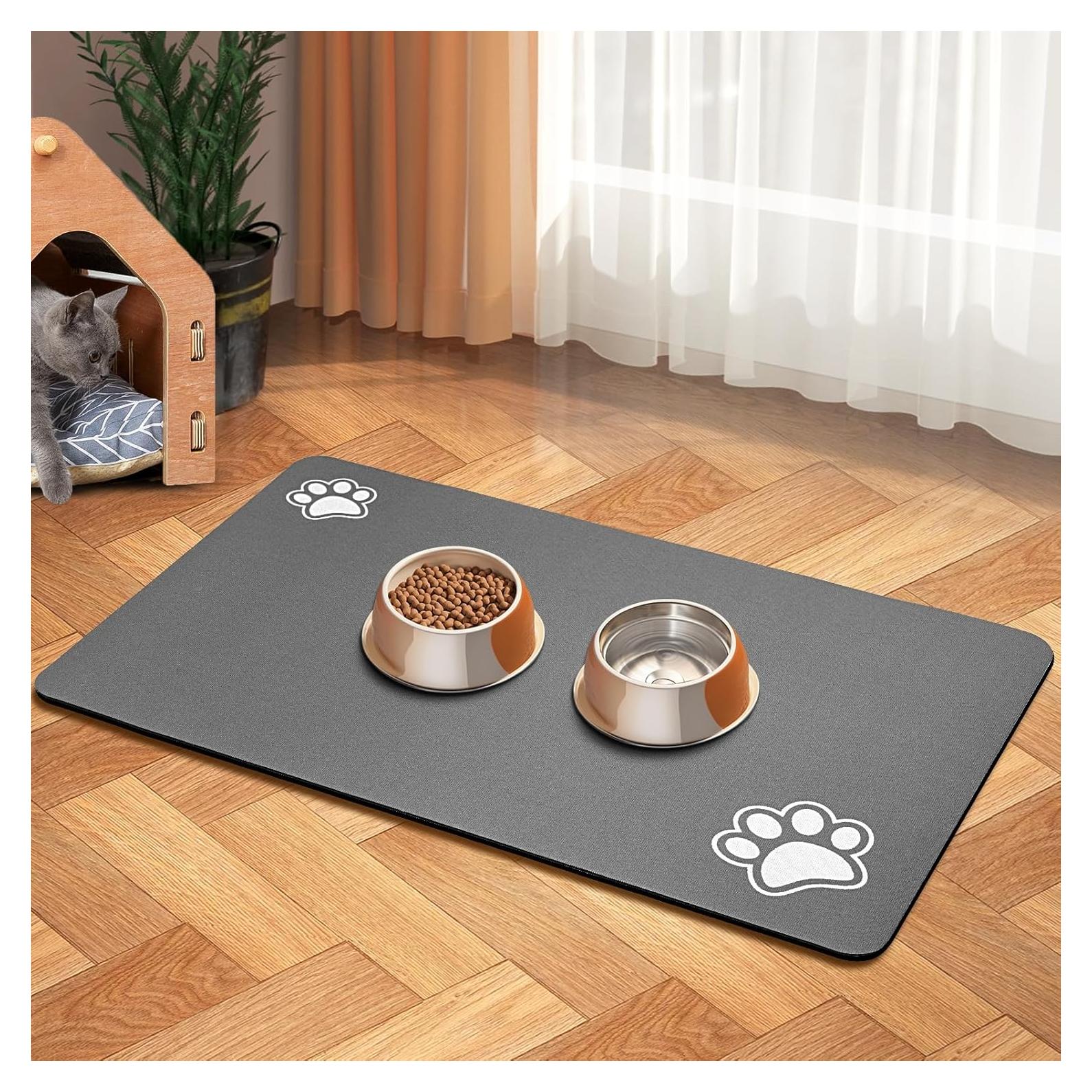 Alfombrilla Absorbente para Comida y Agua de Perro BLUE AYE 30x48cm Gris
