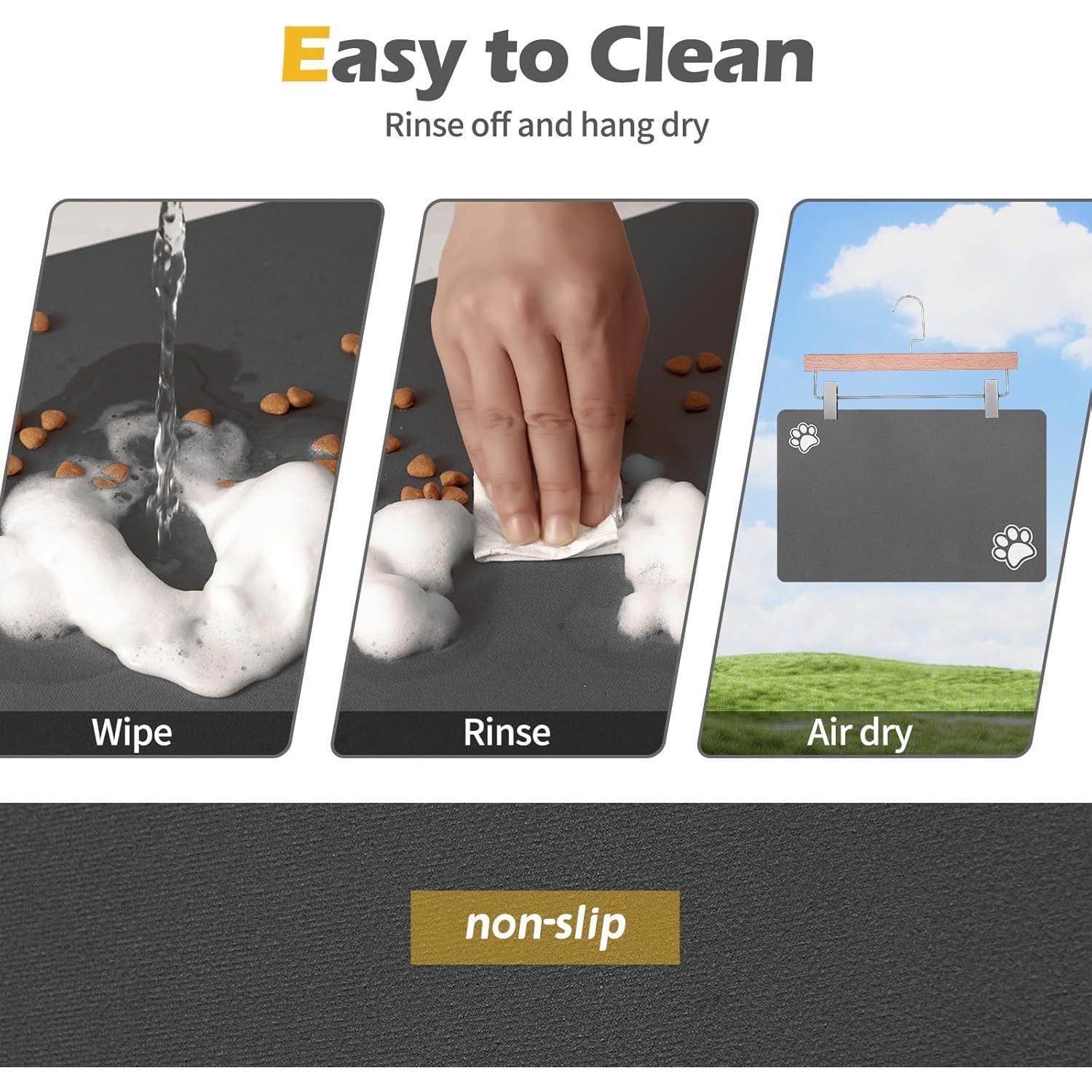 Alfombrilla Absorbente para Comida y Agua de Perro BLUE AYE 30x48cm Gris