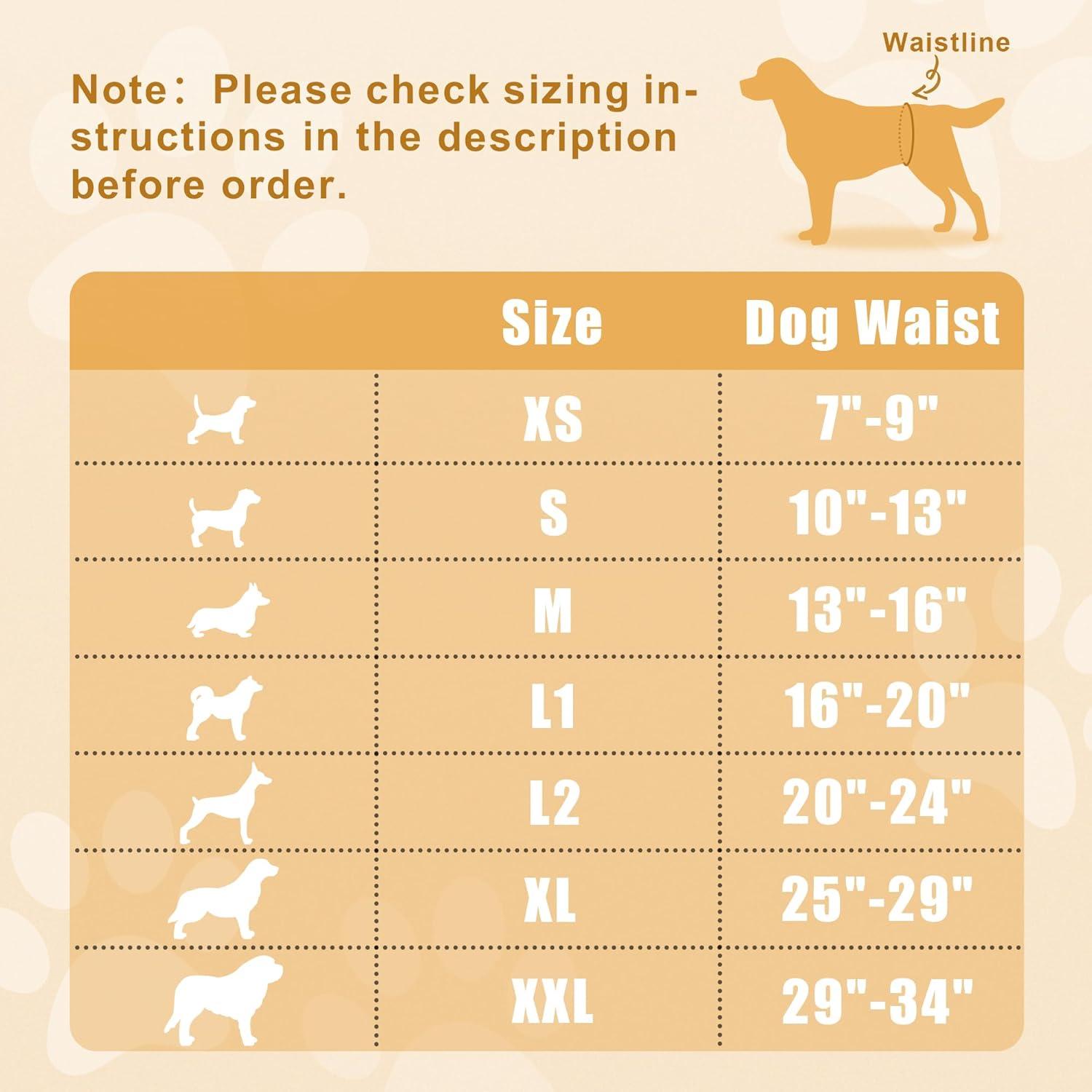 Paquete de 3 Pañales Reutilizables para Perros Machos Teamoy - Cintura 25.4cm-33cm