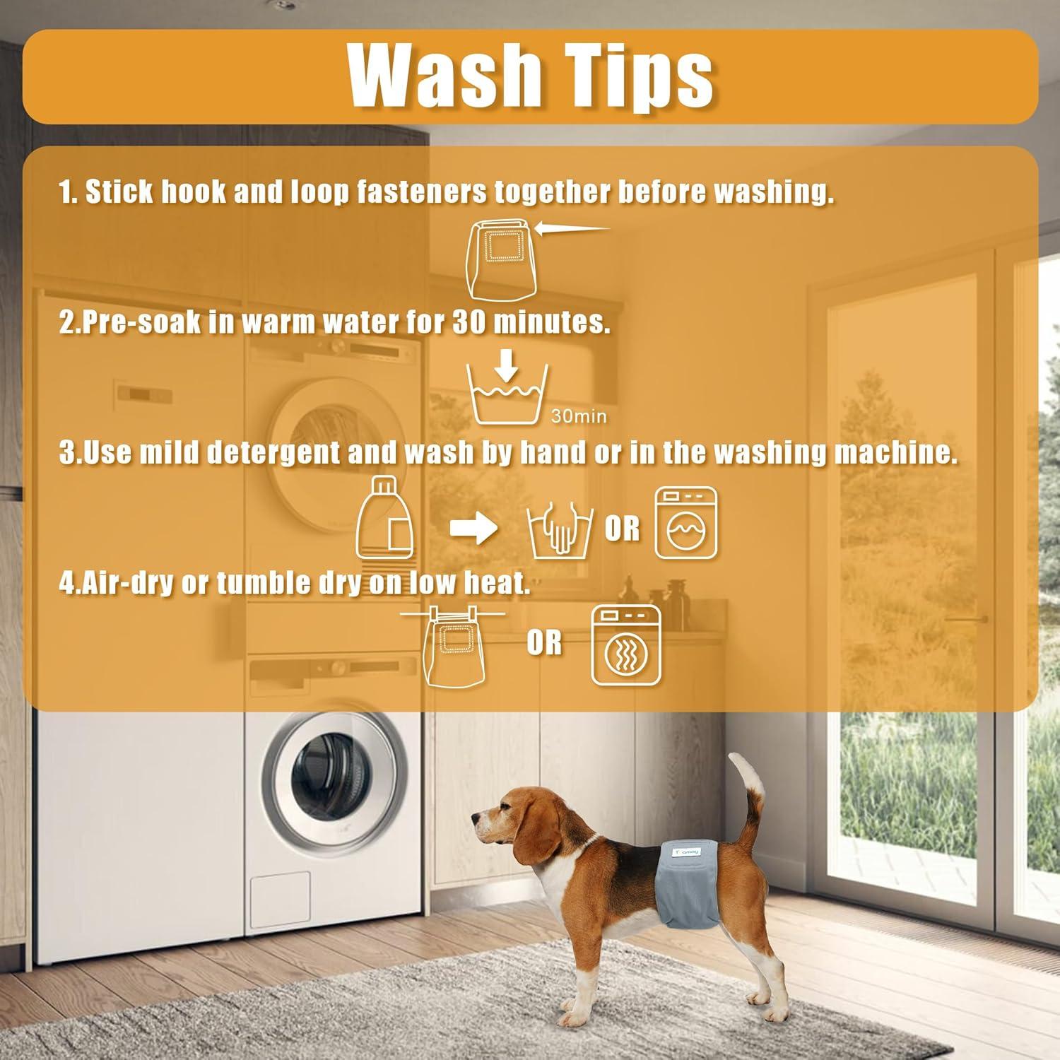 Paquete de 3 Pañales Reutilizables para Perros Machos Teamoy - Cintura 25.4cm-33cm